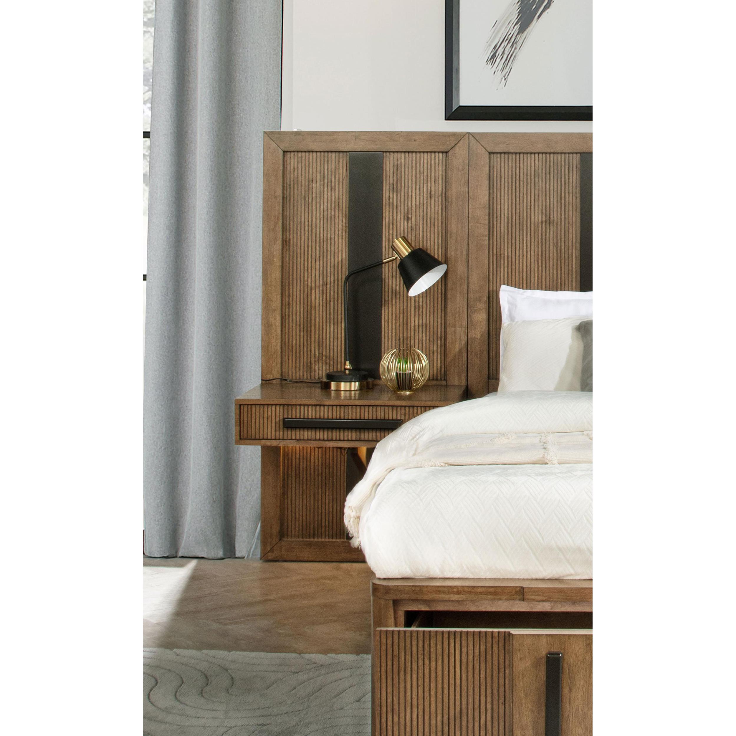  Size_Queen  -- Terrace 224900Q-S3P Queen Wall Panel Storage Bed - Ash Brown IMAGE 5