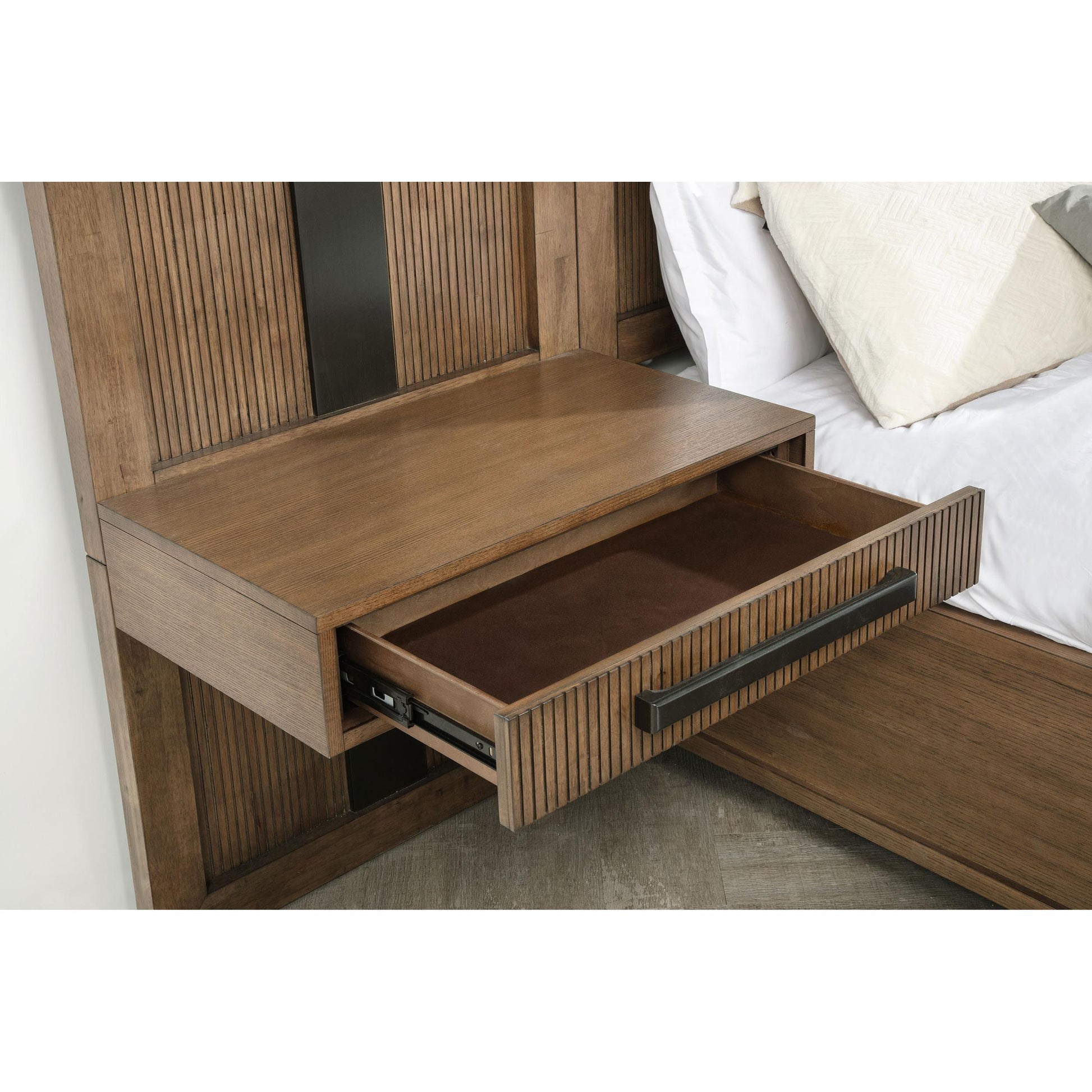  Size_Queen  -- Terrace 224900Q-S3P Queen Wall Panel Storage Bed - Ash Brown IMAGE 6