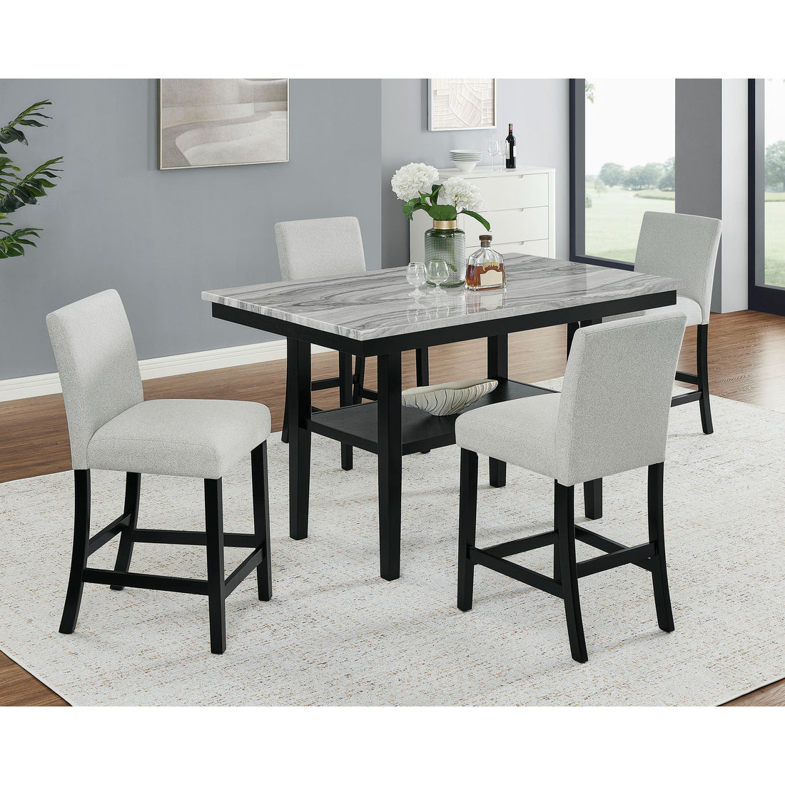  Crown Mark Marbel 1718SET 5 pc Dinette with Faux Marble Top IMAGE 1