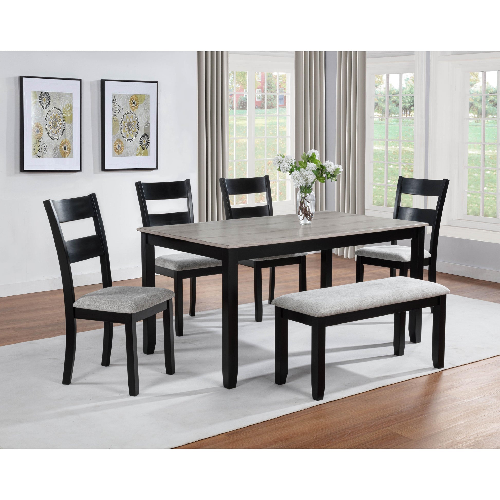  Crown Mark Lester 2231SET-LG 6 pc Dinette - Light Grey IMAGE 1