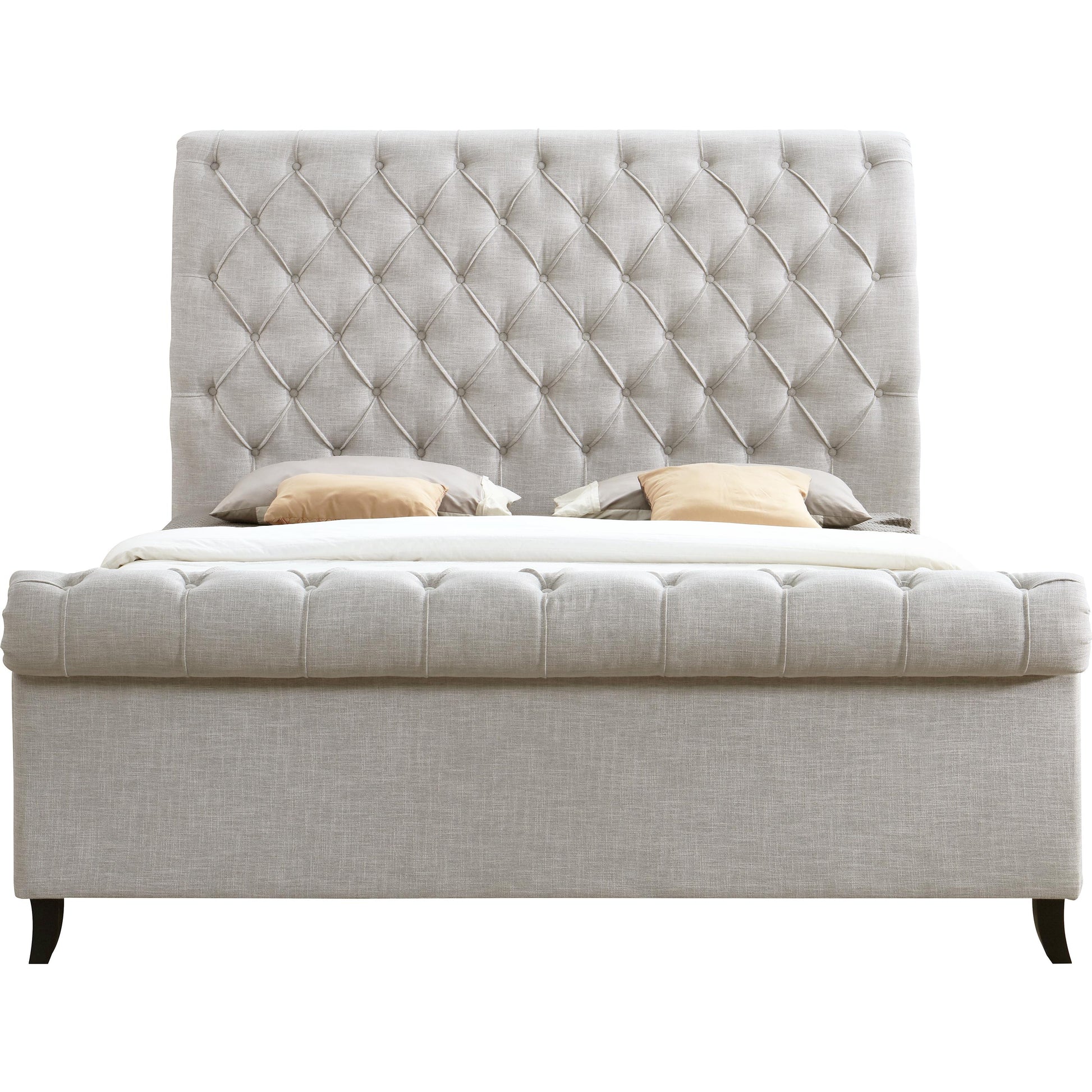  Size_Queen  -- Kate 5103LG Queen Platform Bed - Light Grey Tweed IMAGE 2