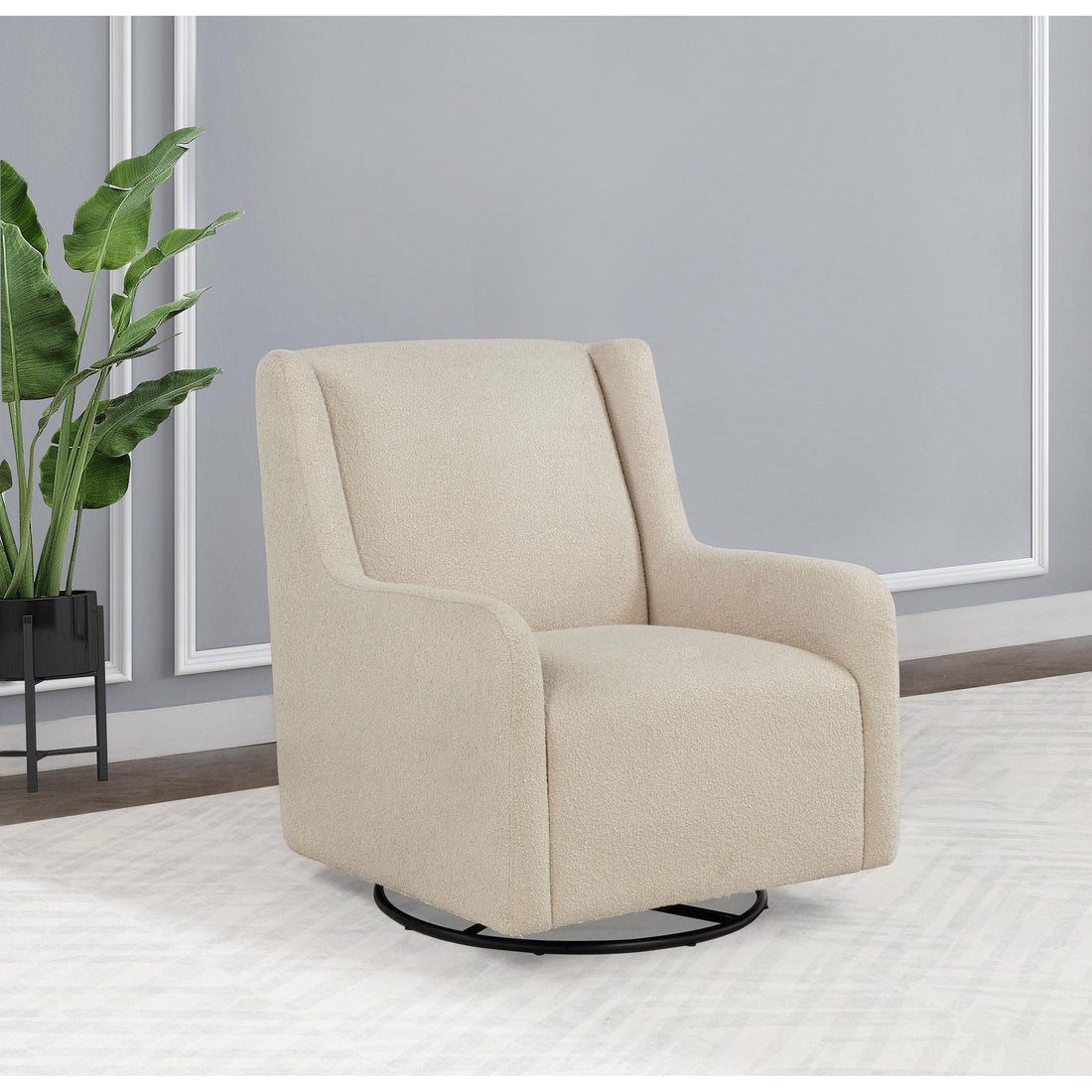  Coaster Furniture Serra 902453 Boucle Upholstered Swivel Glider - Sandy Beige IMAGE 1