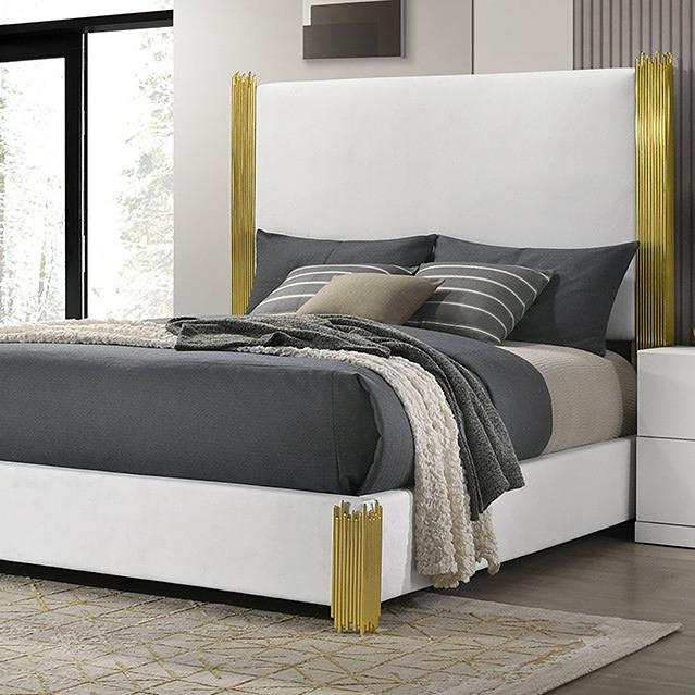  Furniture of America Basildon FM7271WH-Q-BED Queen Bed IMAGE 1