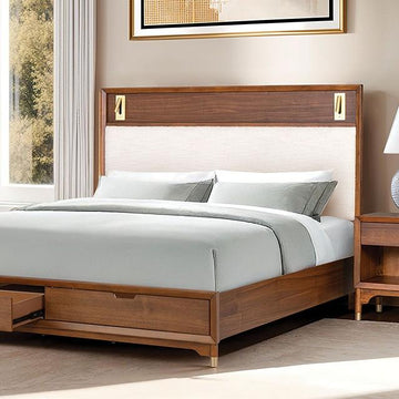  Size_King  -- Furniture of America Hepburne Upholstered Panel Bed with Storage IMAGE 1