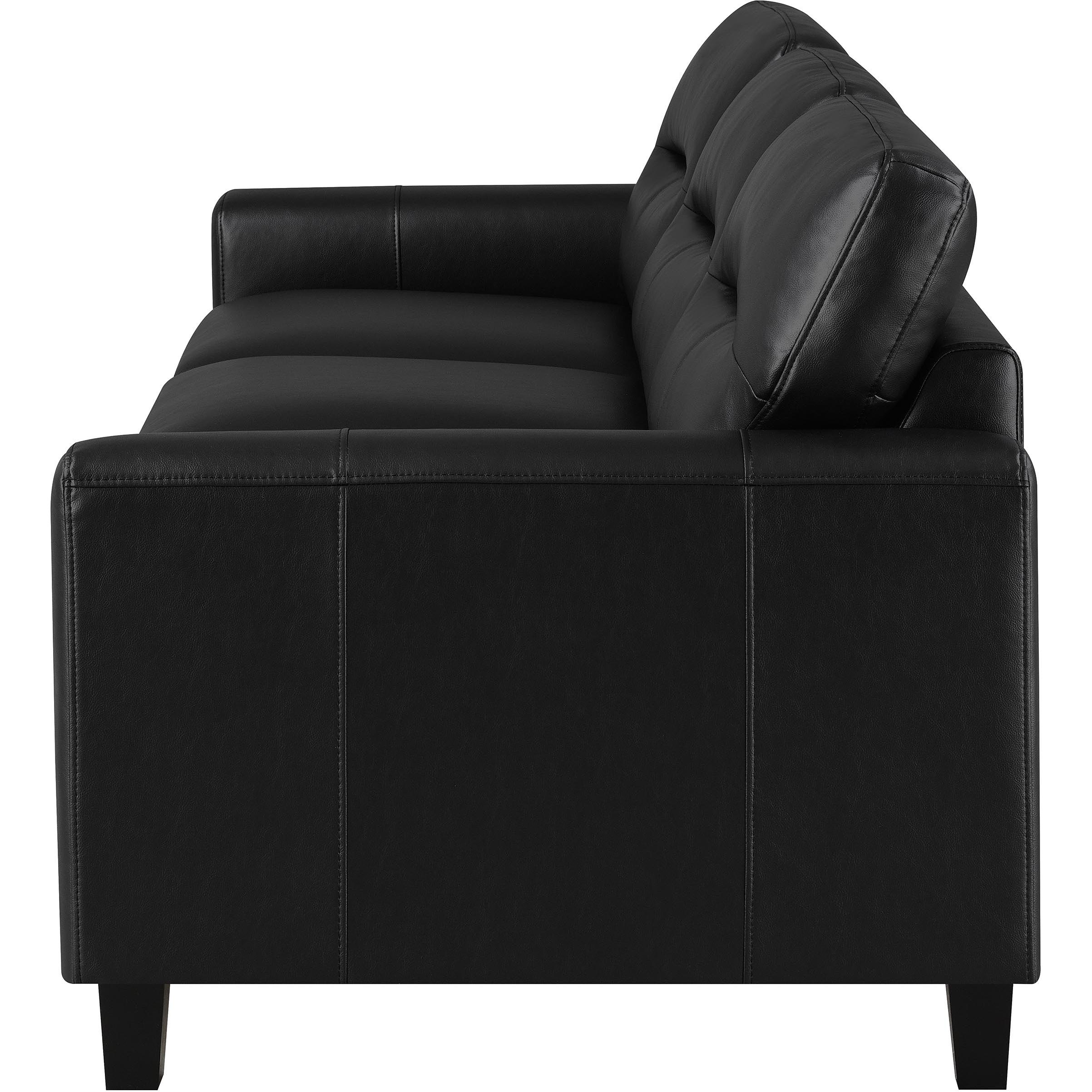  Coaster Furniture Scotland 504664 Faux Leather Upholstered Track Arm Sofa - Black IMAGE 5
