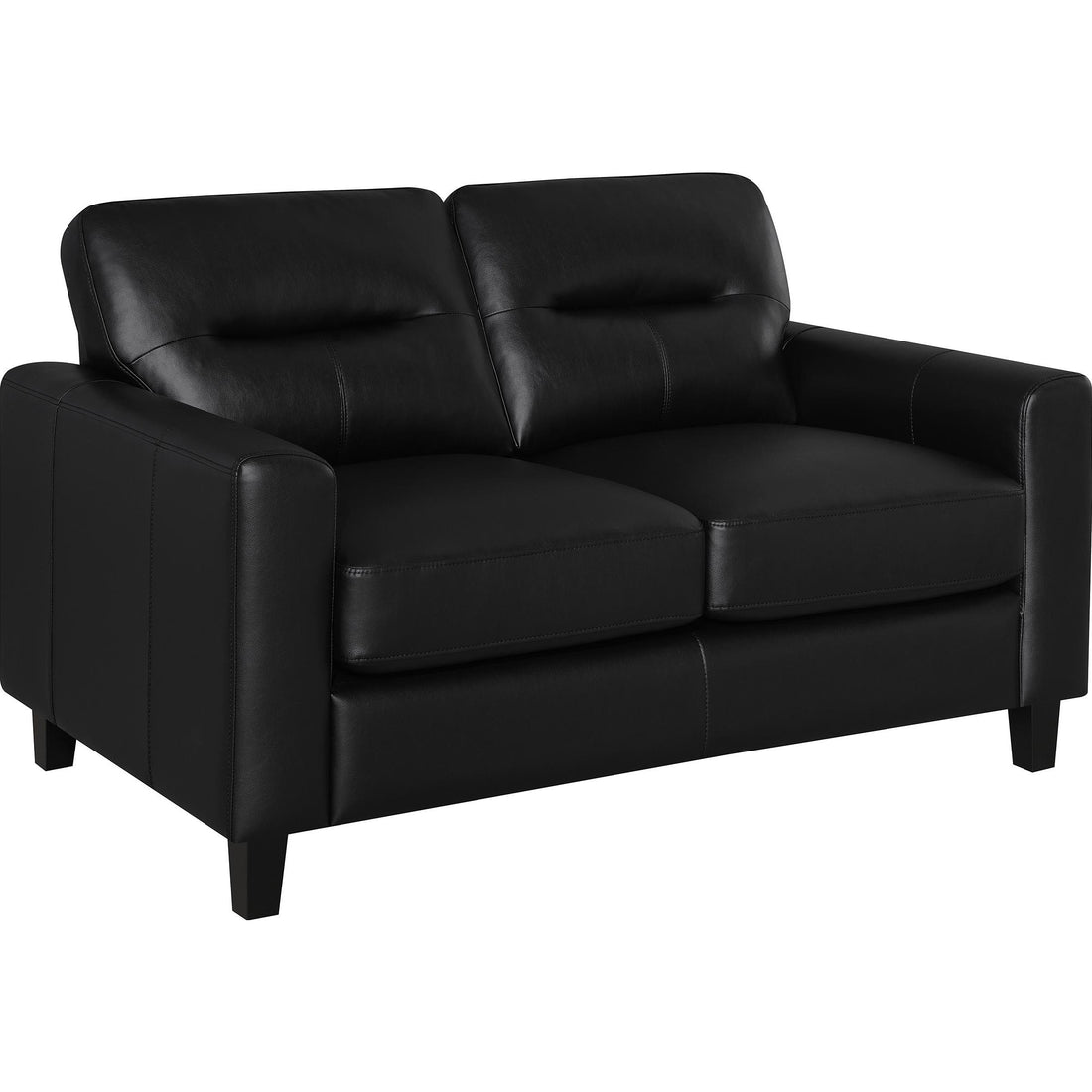  Coaster Furniture Scotland 504665 Faux Leather Upholstered Track Arm Loveseat - Black IMAGE 1