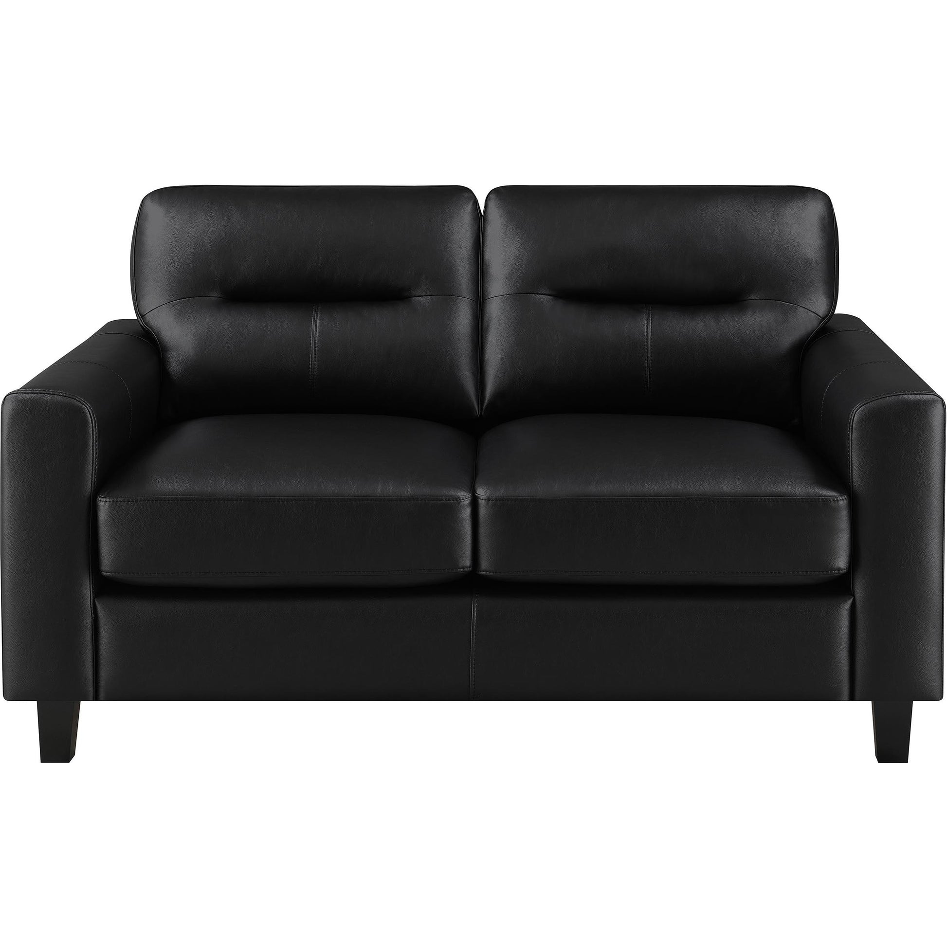  Coaster Furniture Scotland 504665 Faux Leather Upholstered Track Arm Loveseat - Black IMAGE 3
