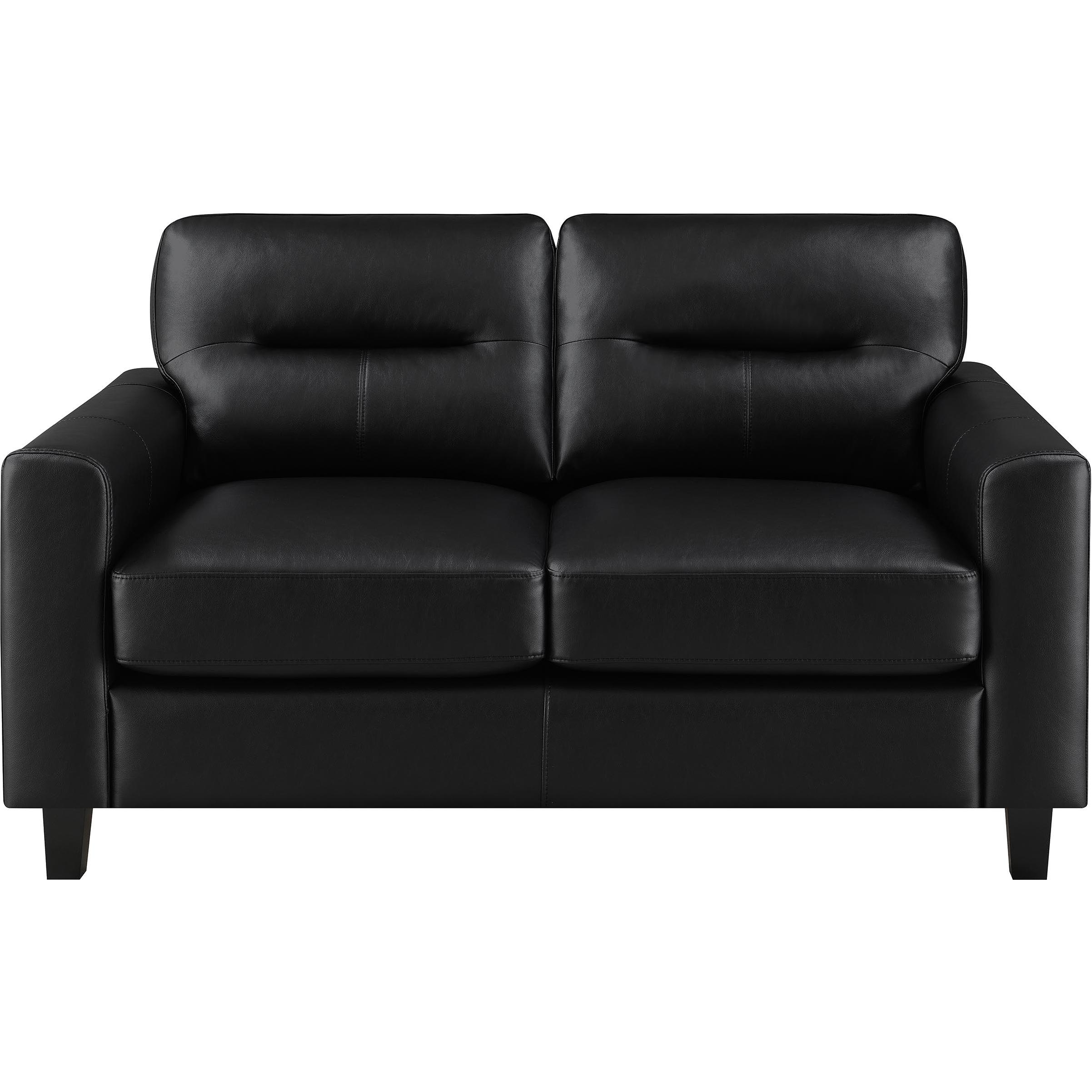  Coaster Furniture Scotland 504665 Faux Leather Upholstered Track Arm Loveseat - Black IMAGE 3