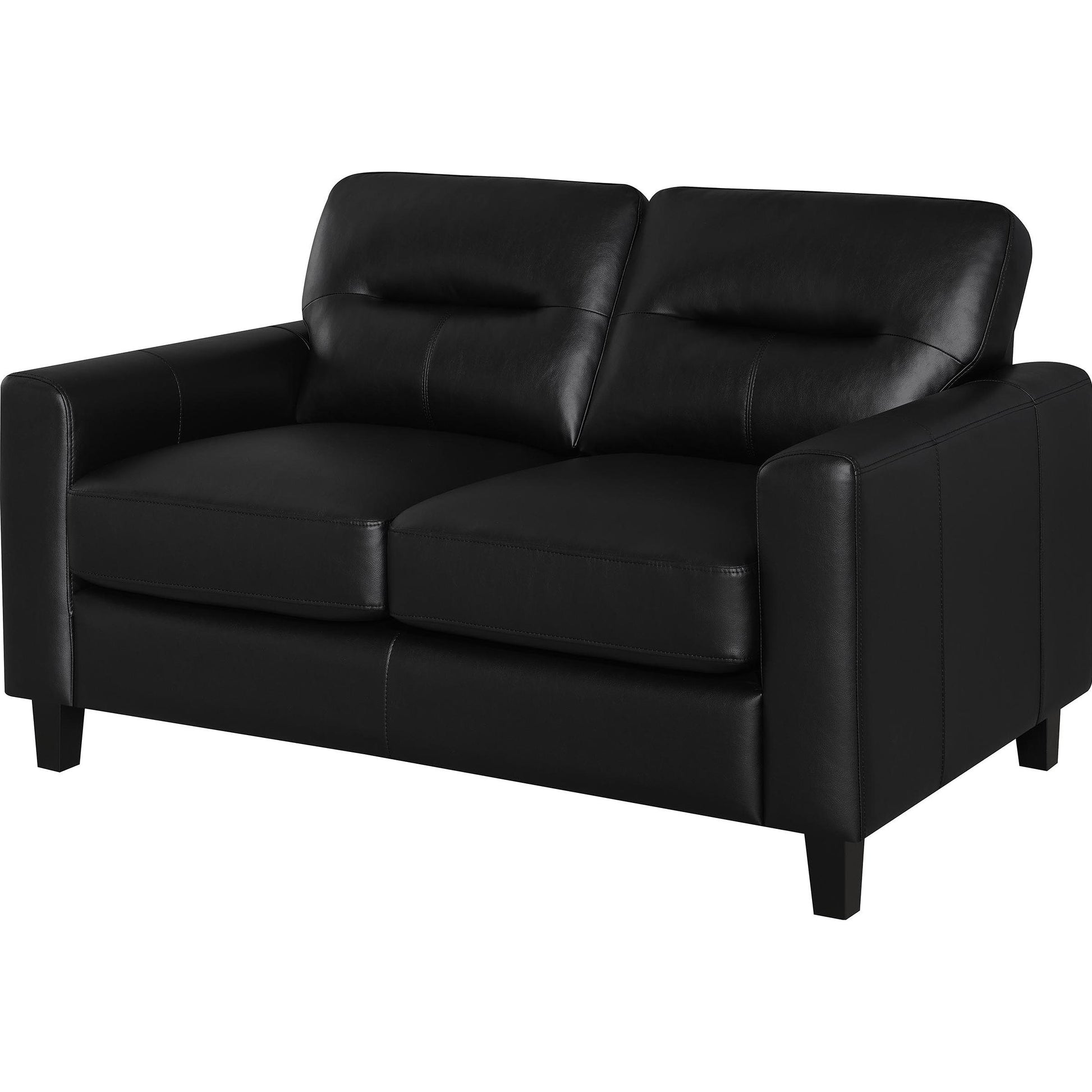  Coaster Furniture Scotland 504665 Faux Leather Upholstered Track Arm Loveseat - Black IMAGE 4