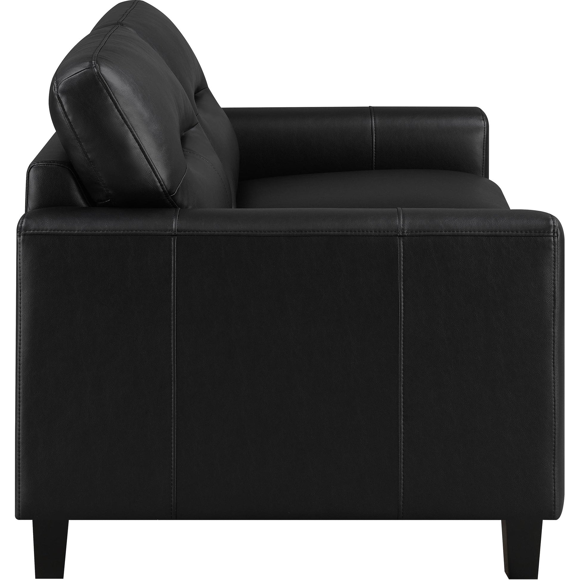  Coaster Furniture Scotland 504665 Faux Leather Upholstered Track Arm Loveseat - Black IMAGE 8