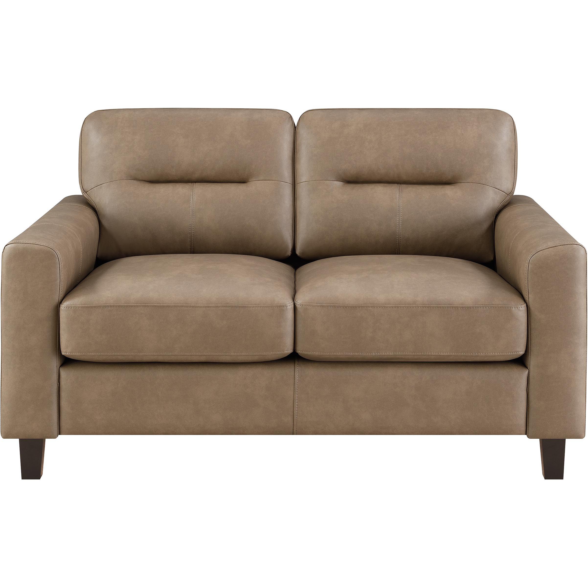  Coaster Furniture Scotland 504668 Faux Leather Upholstered Track Arm Loveseat - Brown IMAGE 3