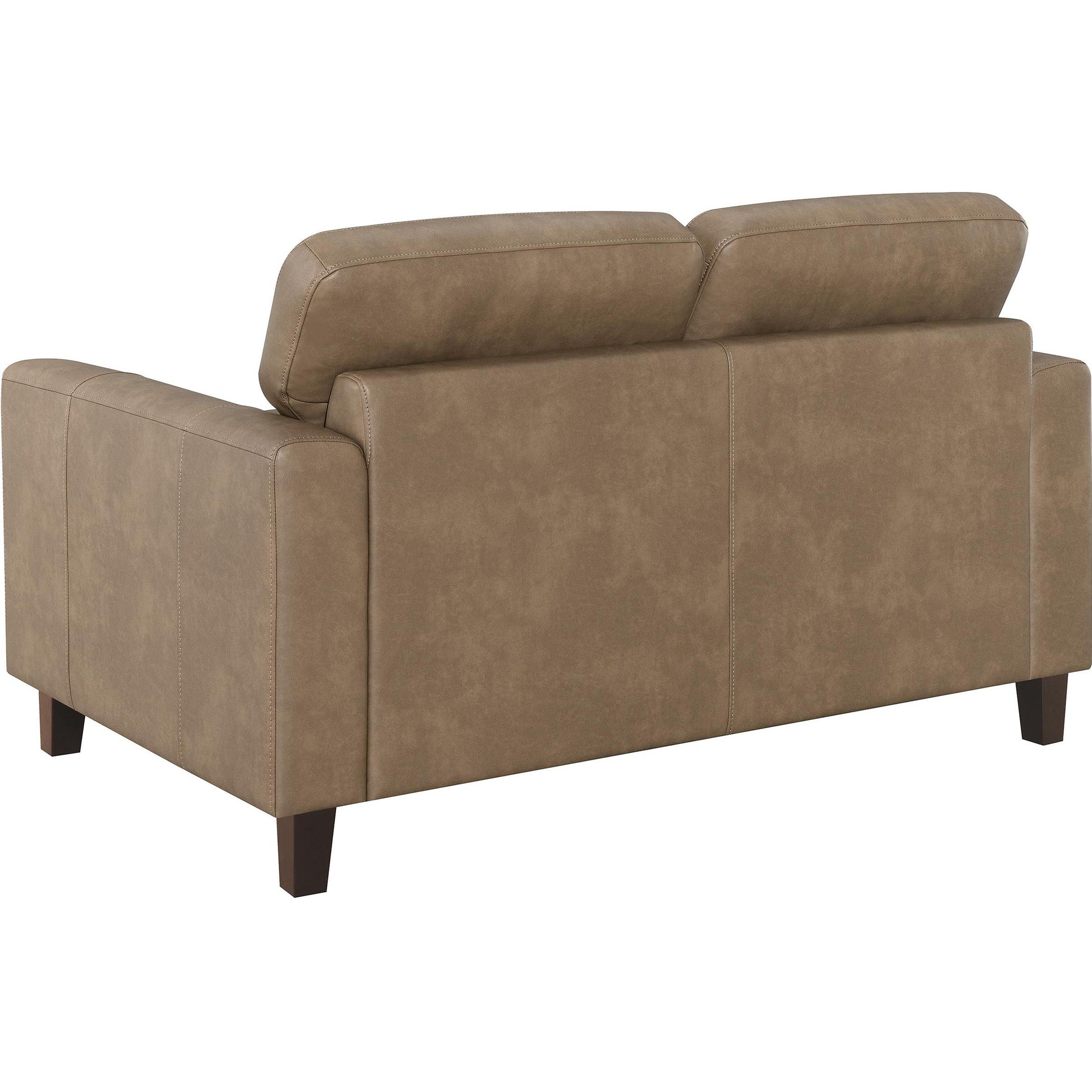  Coaster Furniture Scotland 504668 Faux Leather Upholstered Track Arm Loveseat - Brown IMAGE 6
