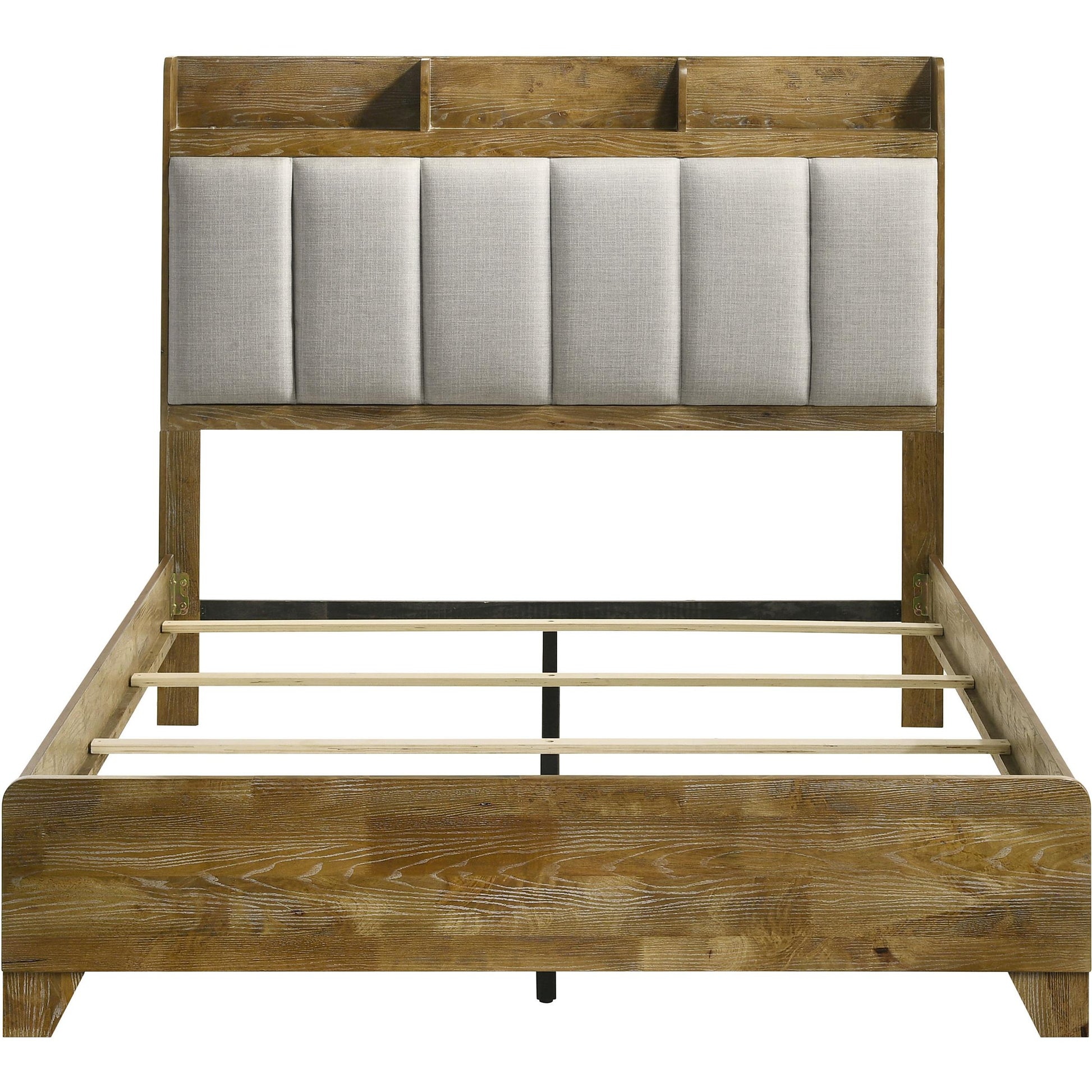  Size_Queen  -- Henderson 222971Q 57-inch Eastern Queen Bookcase Panel Bed - Medium Oak IMAGE 4