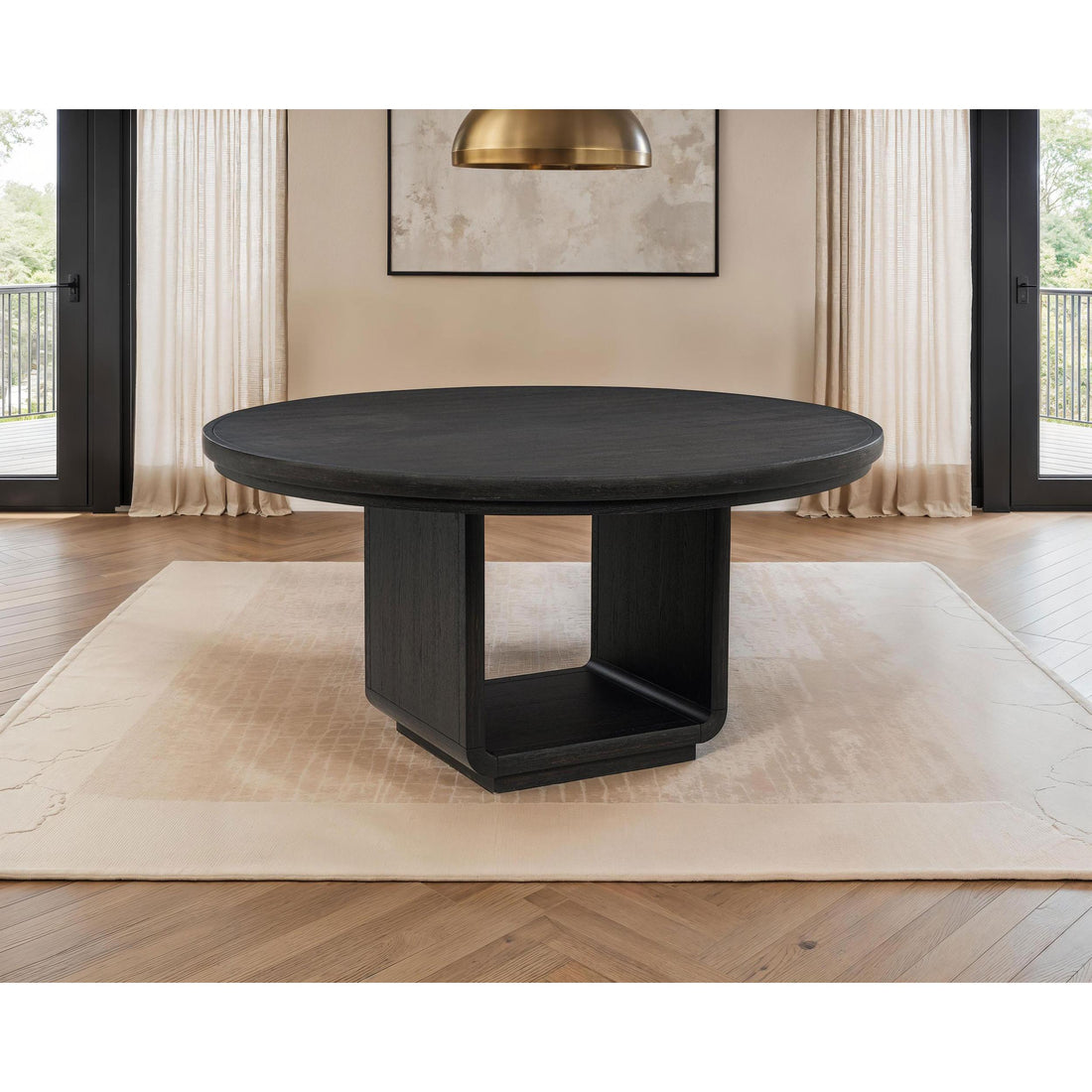  Coaster Furniture Leandro 115390 60-inch Round Dining Table - Burnished Black IMAGE 1