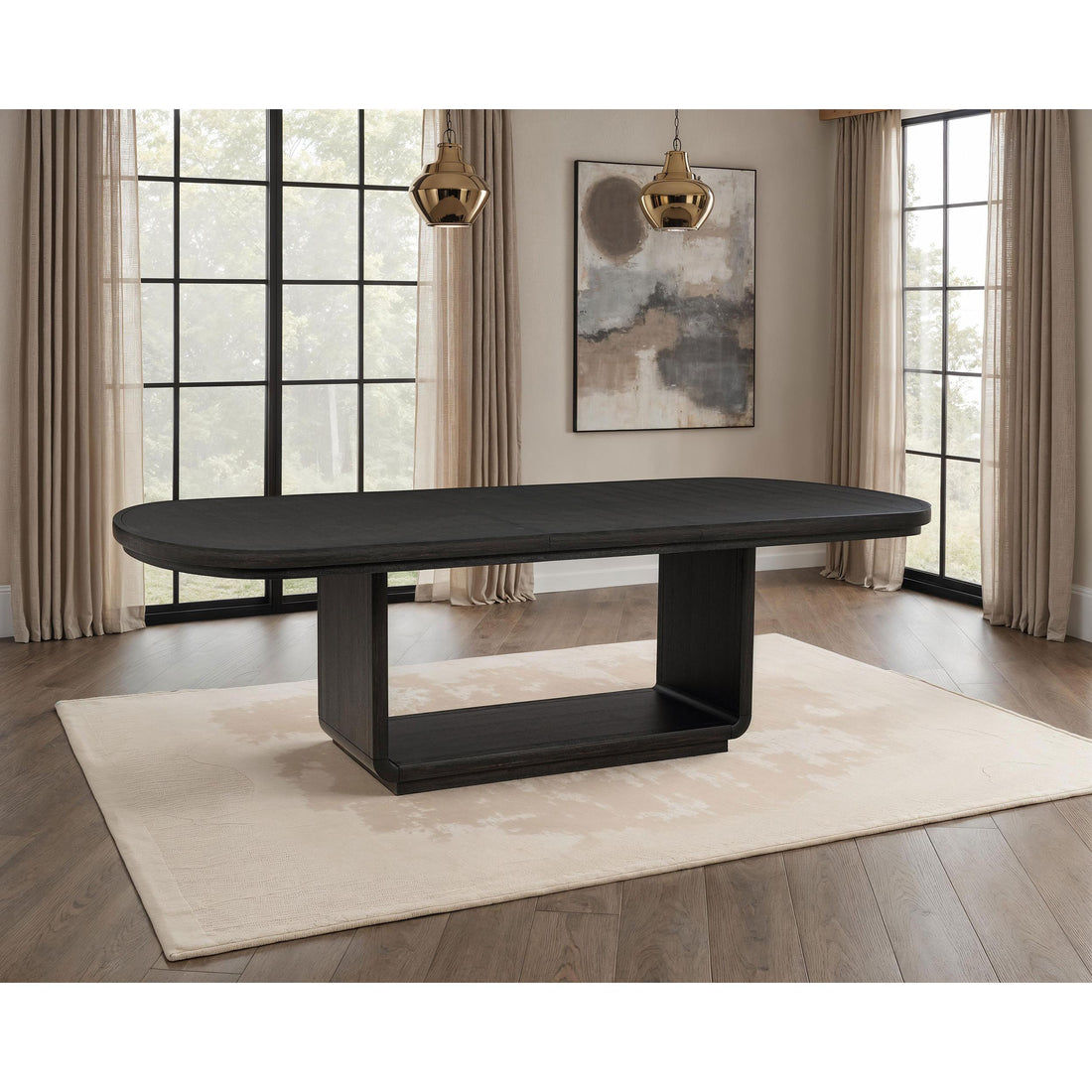  Coaster Furniture Leandro 115391 78-inch Extension Dining Room Table - Burnished Black IMAGE 1