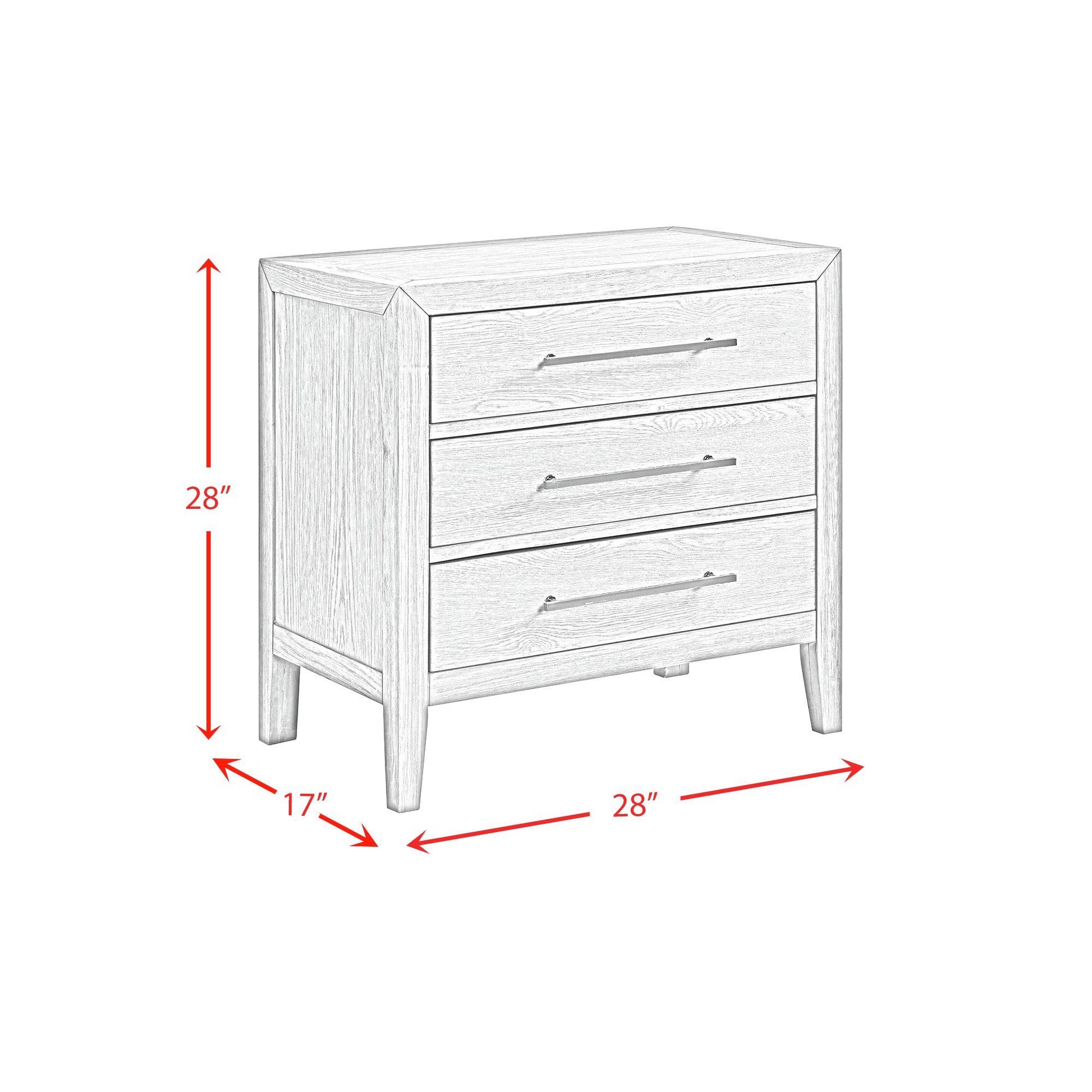  Elements International Versailles Contemporary B-3690-8-NS 3-Drawer Nightstand IMAGE 10