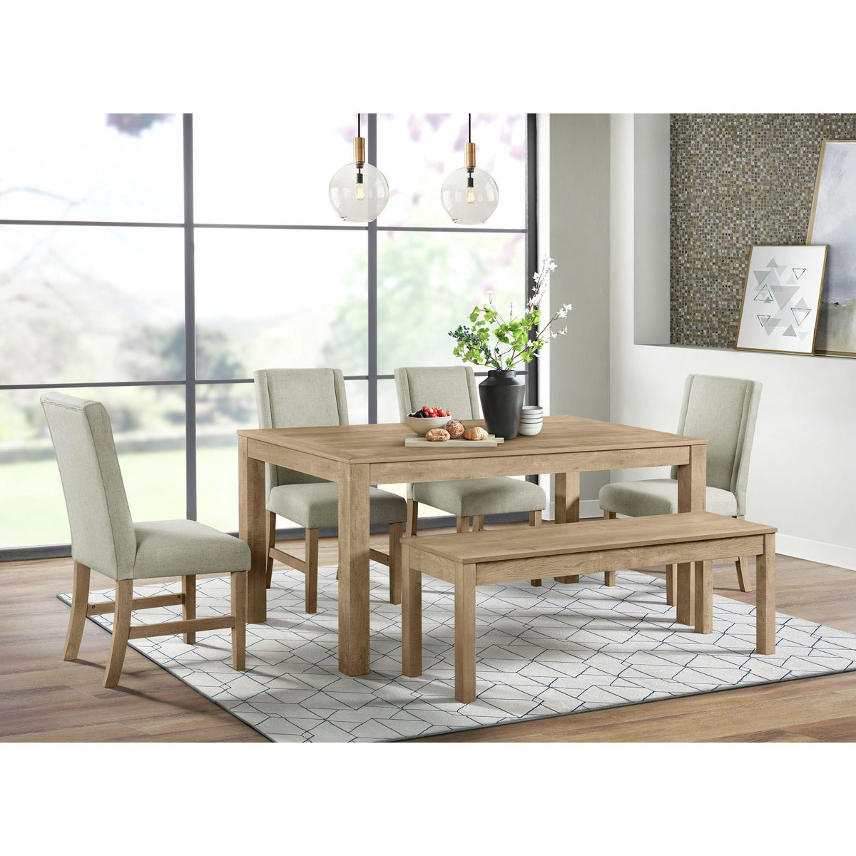  Elements International Eleanor D-6460-5-BN Dining Bench IMAGE 3
