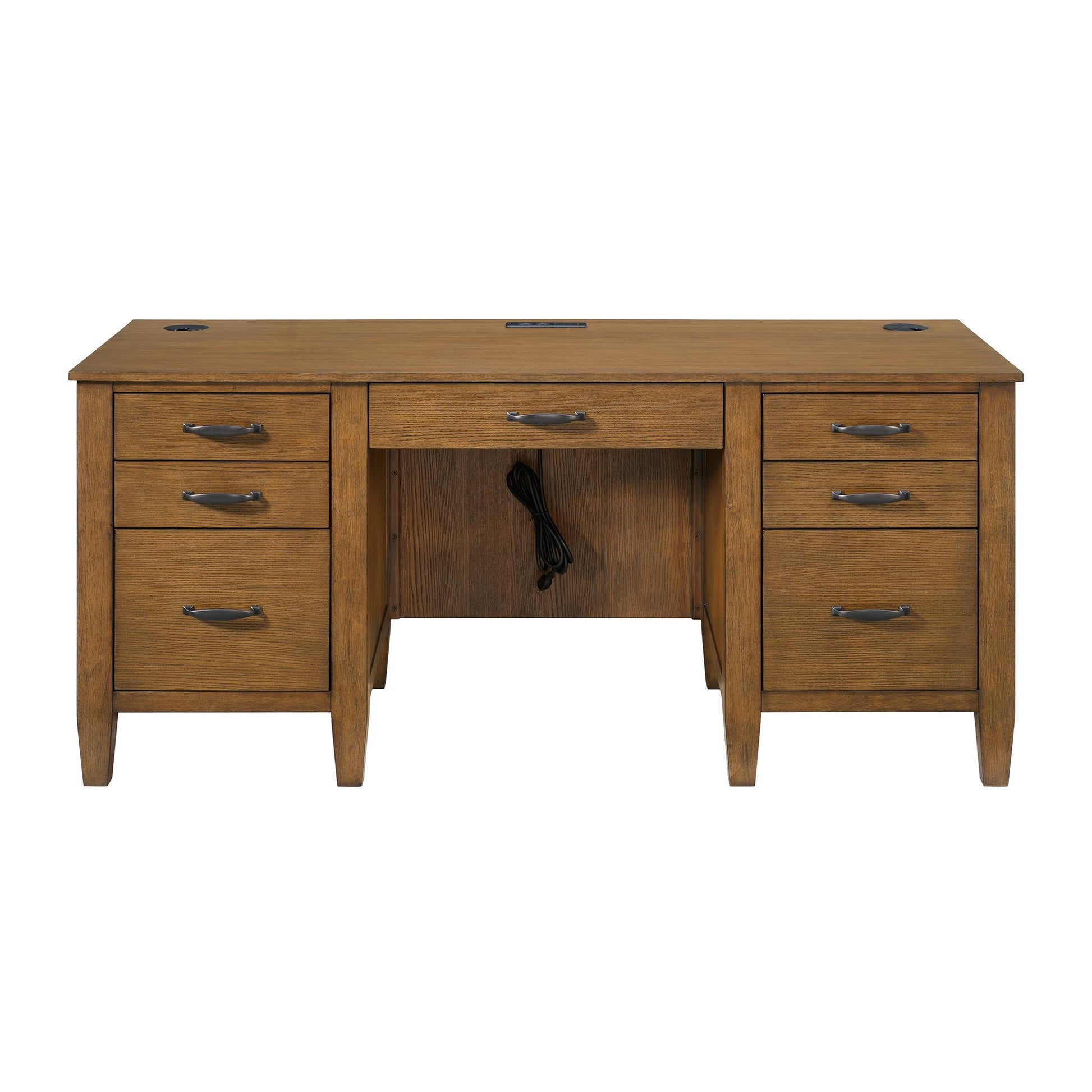  Elements International Portico H-15970-6-DK1 Double Pedestal Desk IMAGE 2