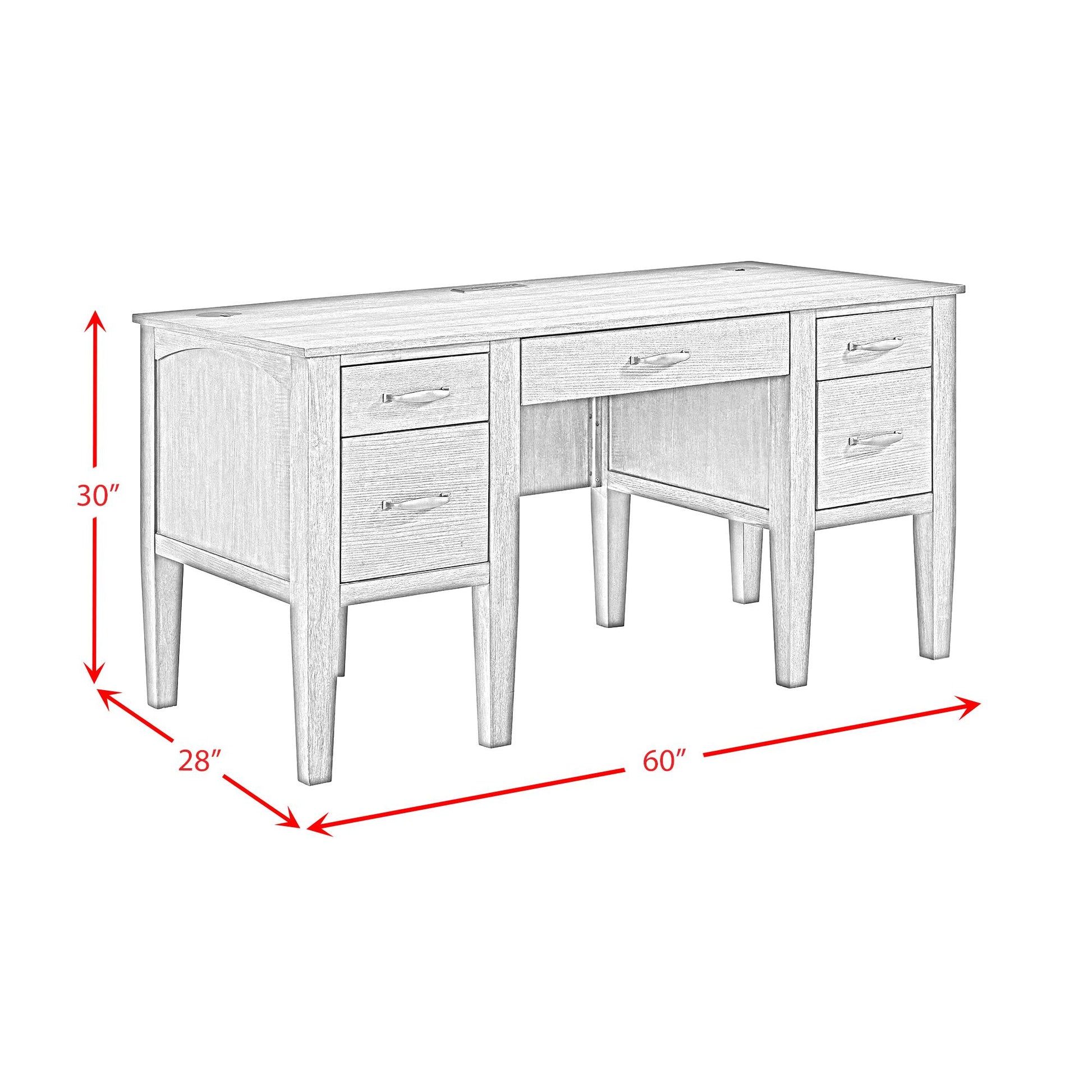  Elements International Portico H-15970-6-DK2 Half Pedestal Desk IMAGE 10