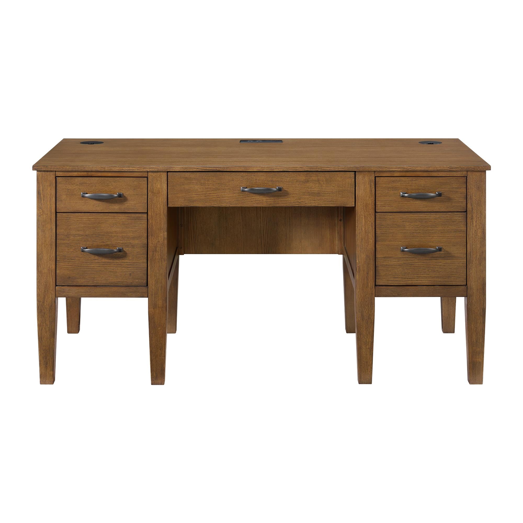  Elements International Portico H-15970-6-DK2 Half Pedestal Desk IMAGE 2