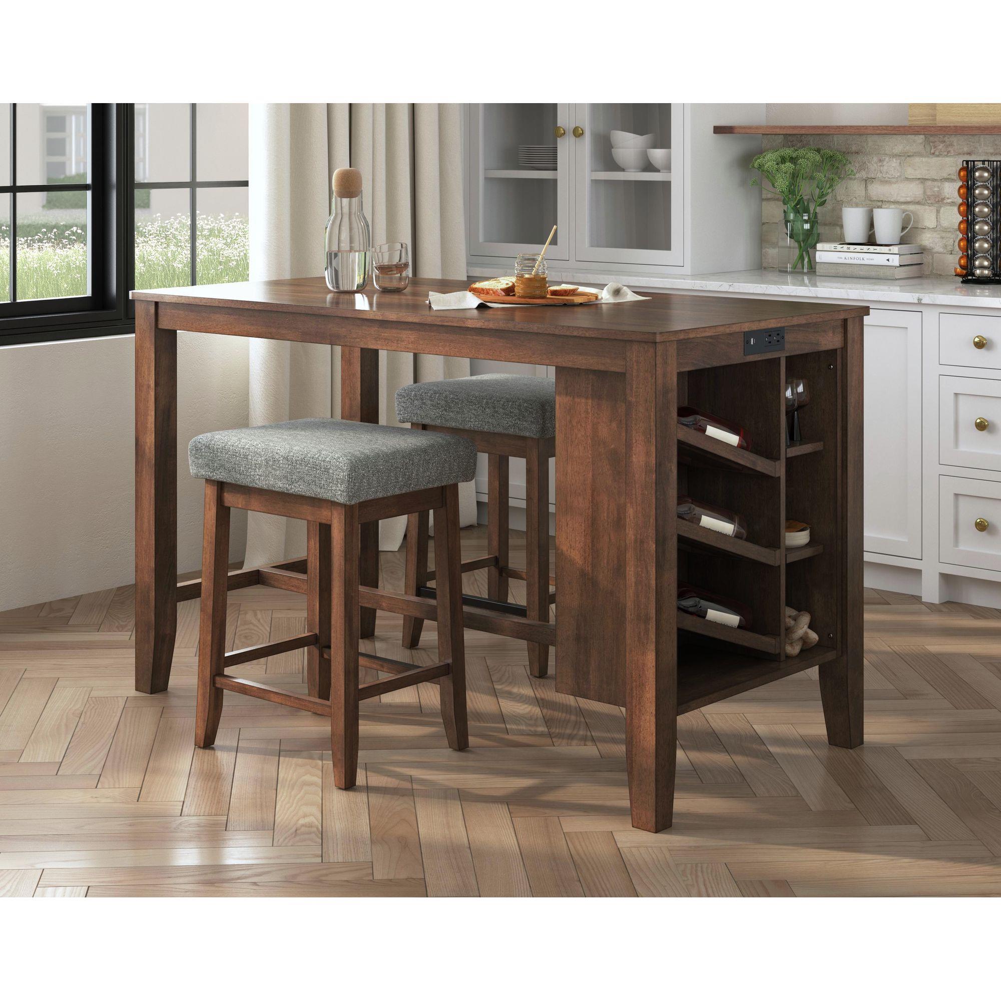  Elements International Santa Barbara D-16550-5-KI Kitchen Island & 2 Counter Stools IMAGE 6