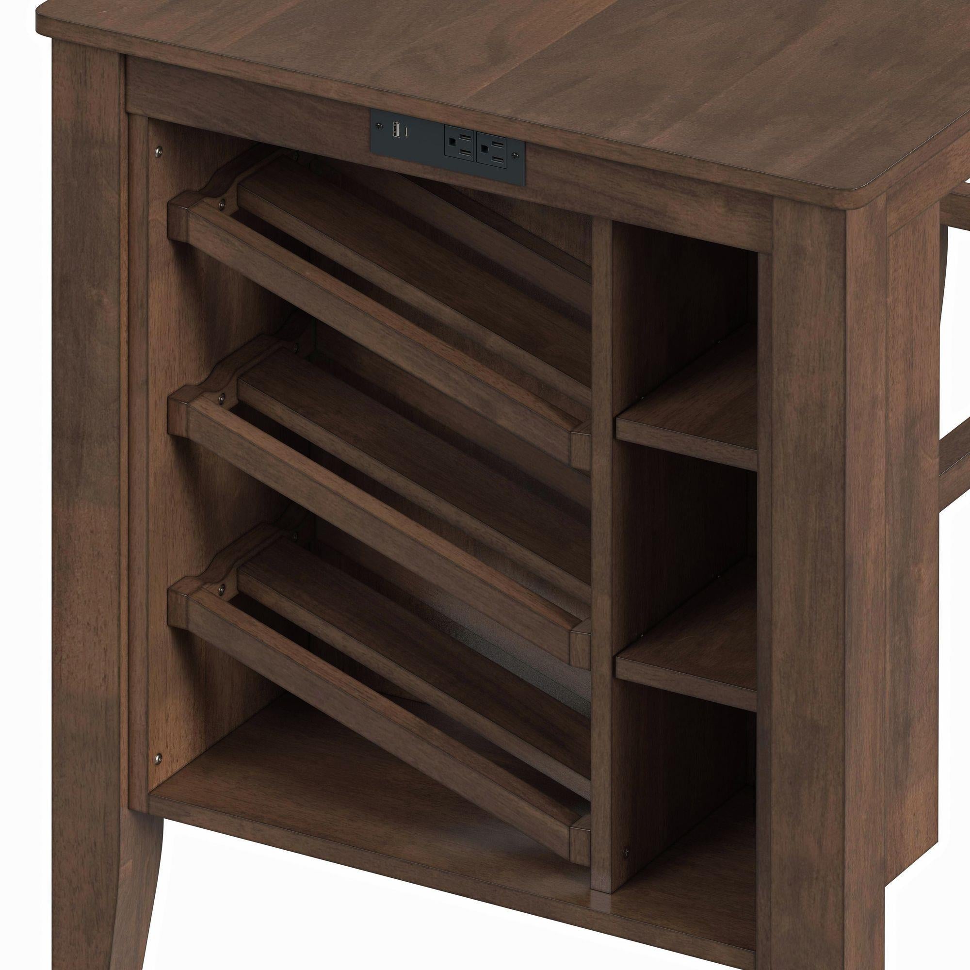  Elements International Santa Barbara D-16550-5-KI Kitchen Island & 2 Counter Stools IMAGE 8
