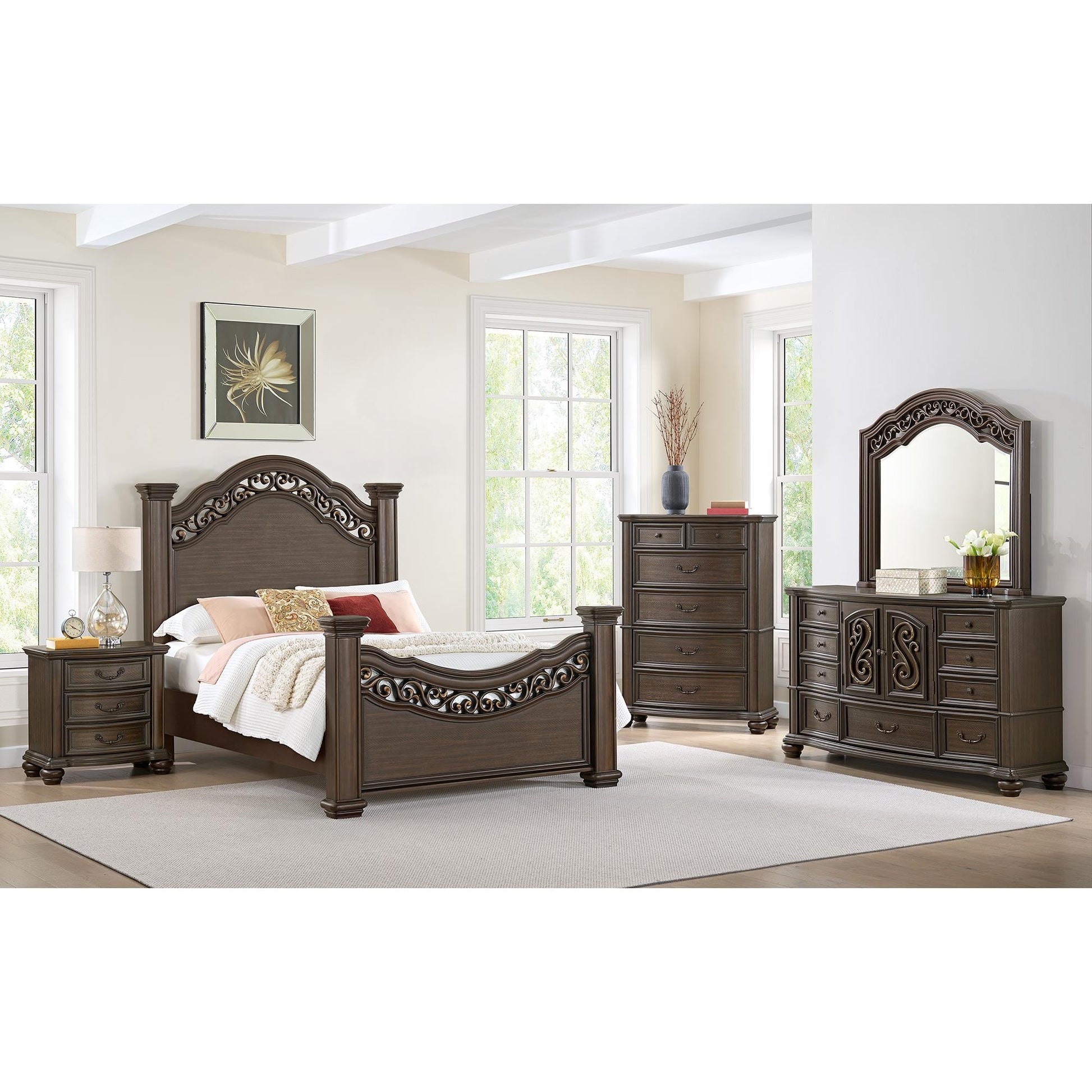  Elements International Brunswick B-13070-5-QB Queen Panel Bed IMAGE 3