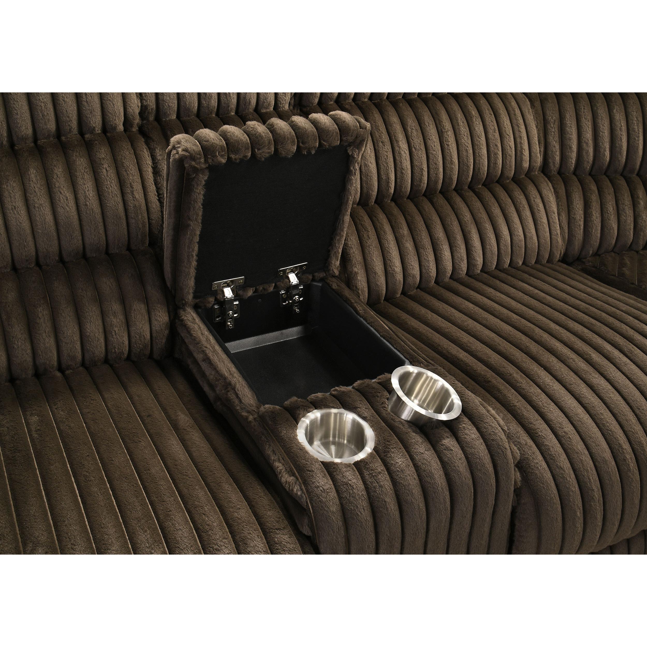  Coaster Furniture Atkinson 601510 Upholstered Reclining Sectional Sofa - Chocolate IMAGE 10