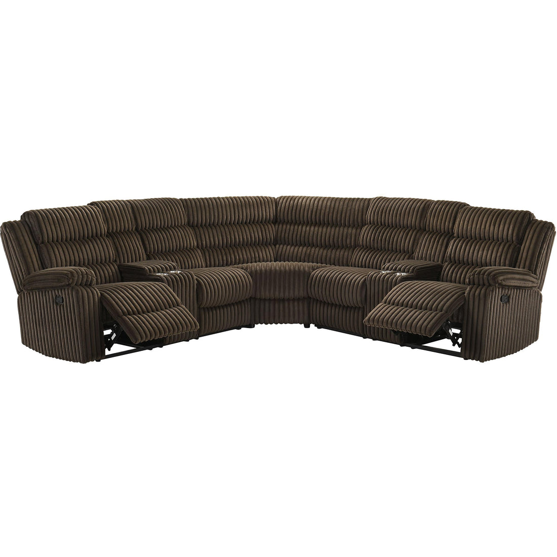  Coaster Furniture Atkinson 601510 Upholstered Reclining Sectional Sofa - Chocolate IMAGE 1