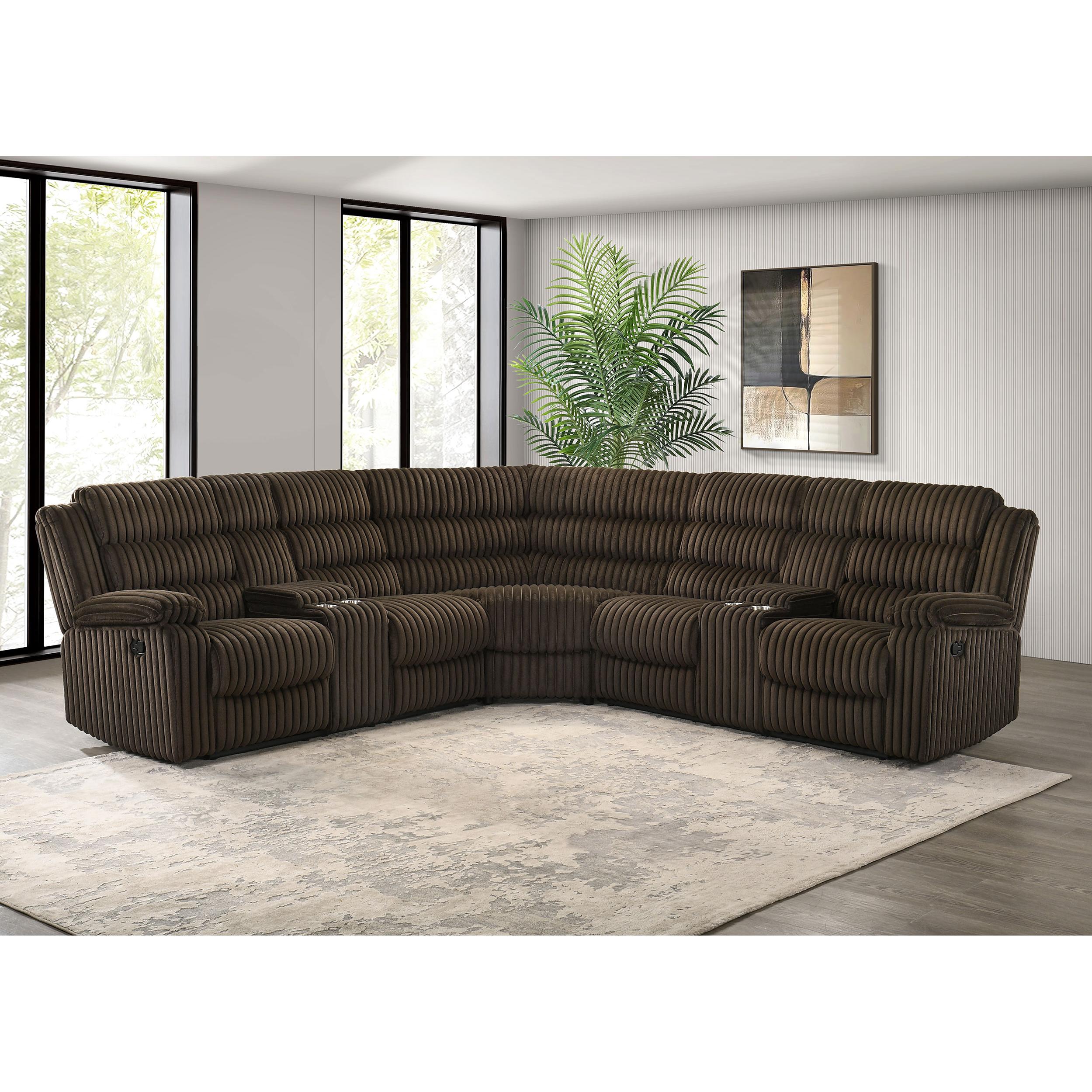  Coaster Furniture Atkinson 601510 Upholstered Reclining Sectional Sofa - Chocolate IMAGE 6