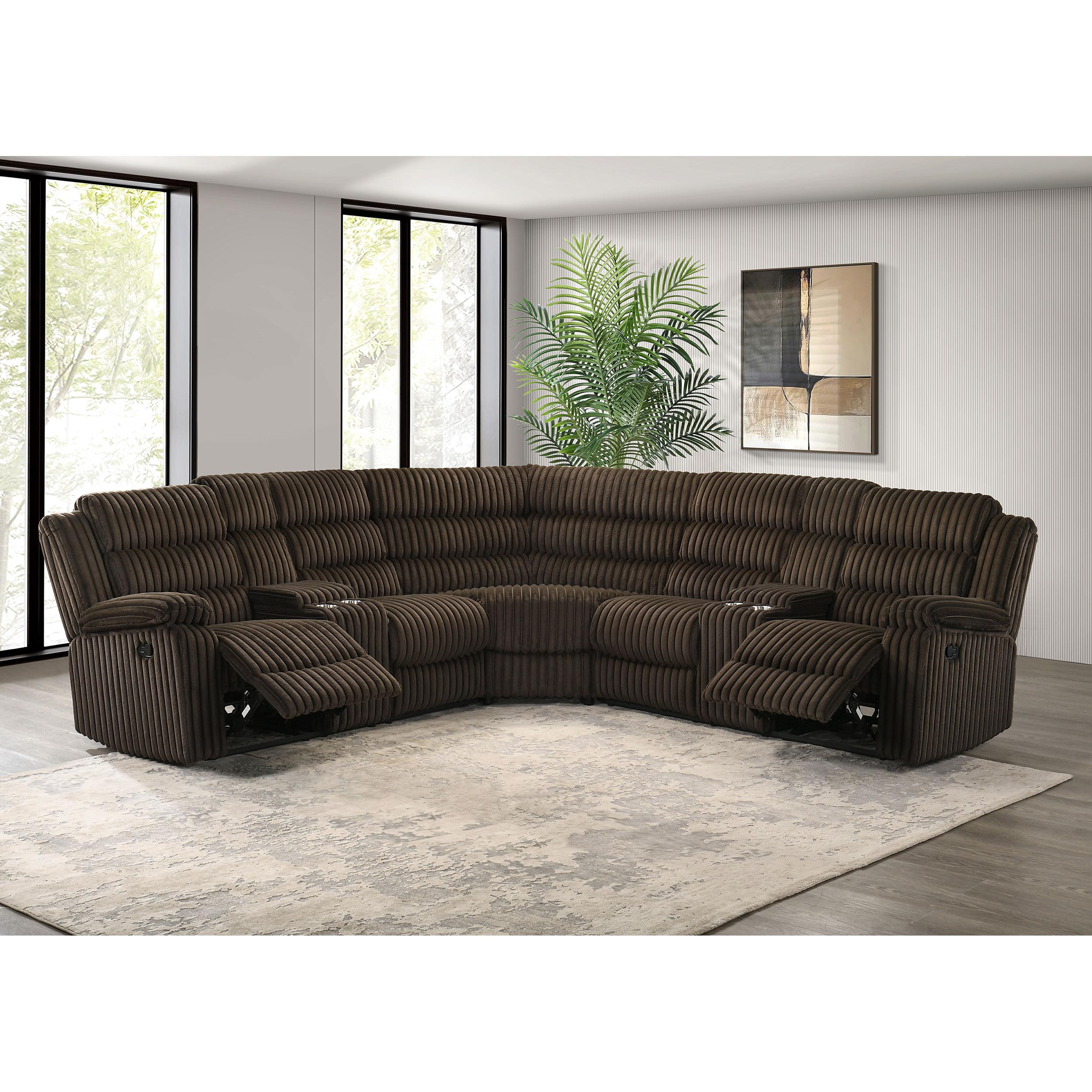  Coaster Furniture Atkinson 601510 Upholstered Reclining Sectional Sofa - Chocolate IMAGE 7