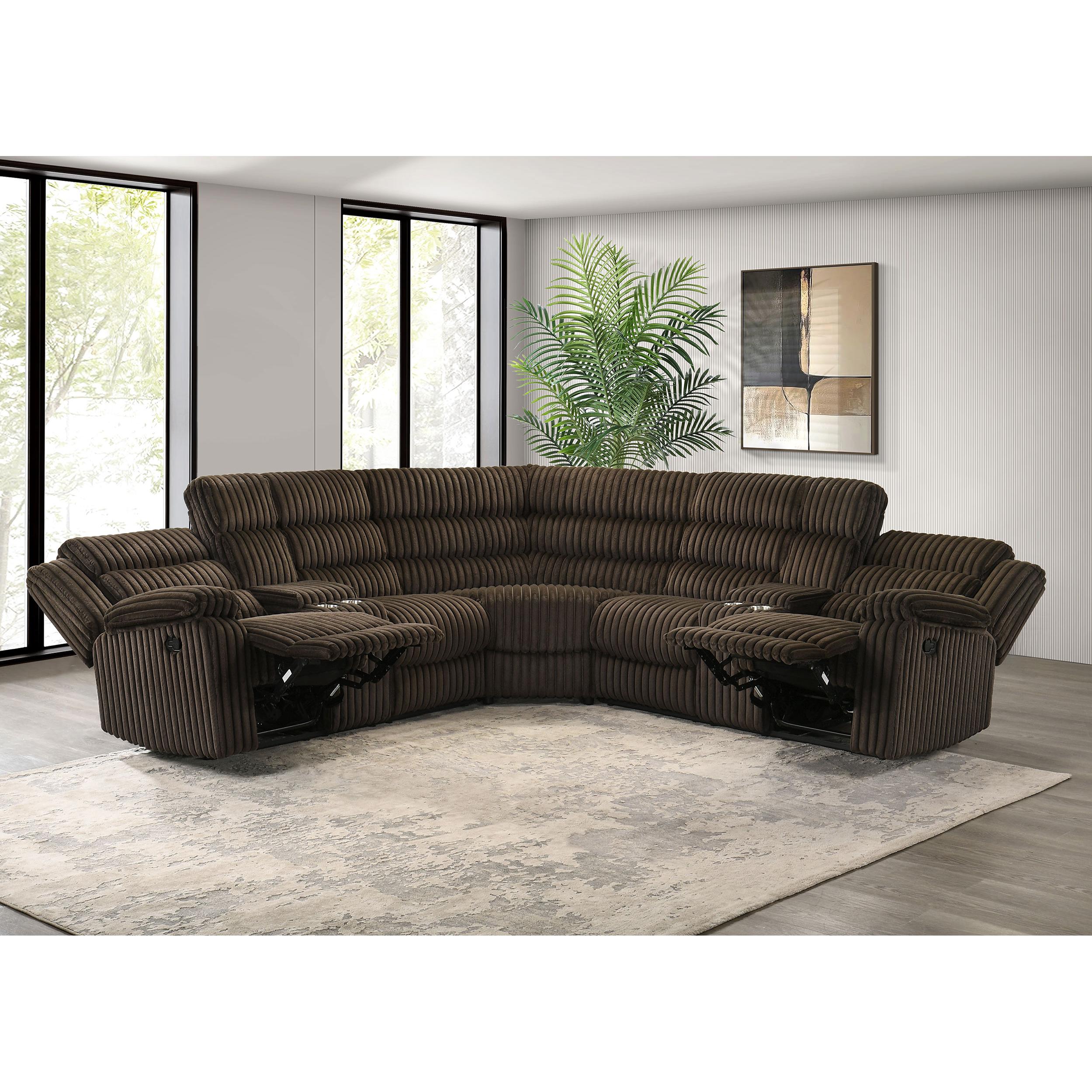  Coaster Furniture Atkinson 601510 Upholstered Reclining Sectional Sofa - Chocolate IMAGE 8