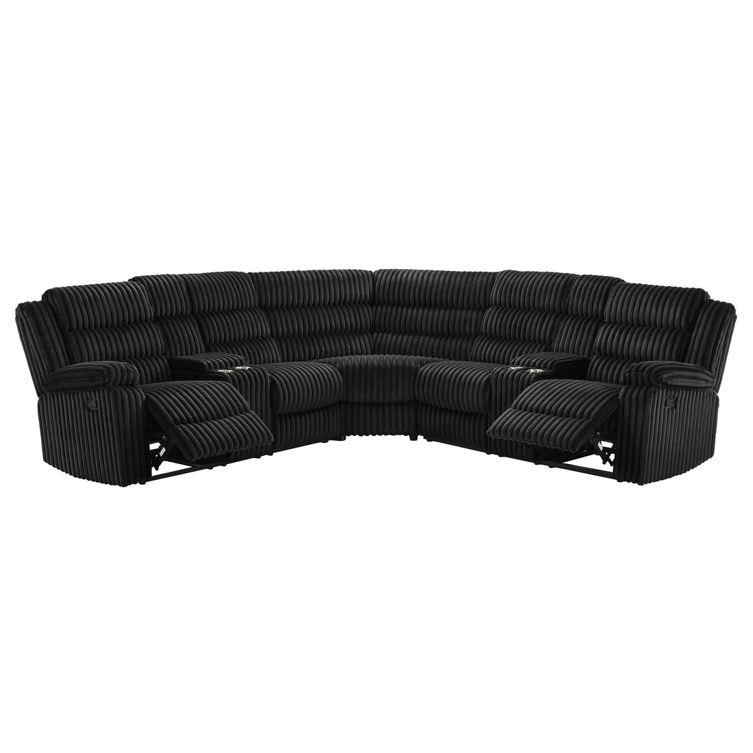  Coaster Furniture Atkinson 601520 Upholstered Reclining Sectional Sofa - Black IMAGE 1