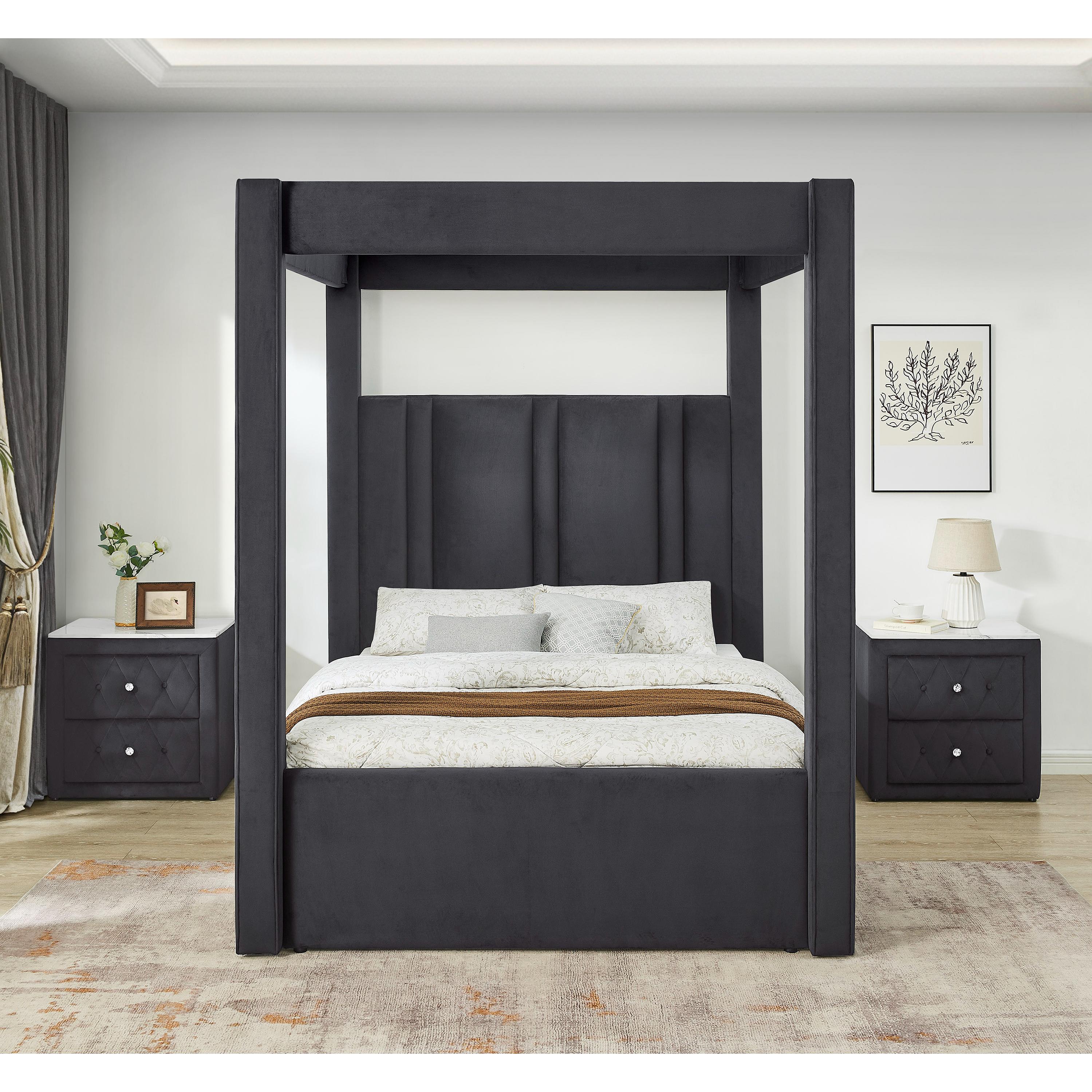  Size_Queen  -- Jayla 5117BK Queen Canopy Bed - Black IMAGE 3
