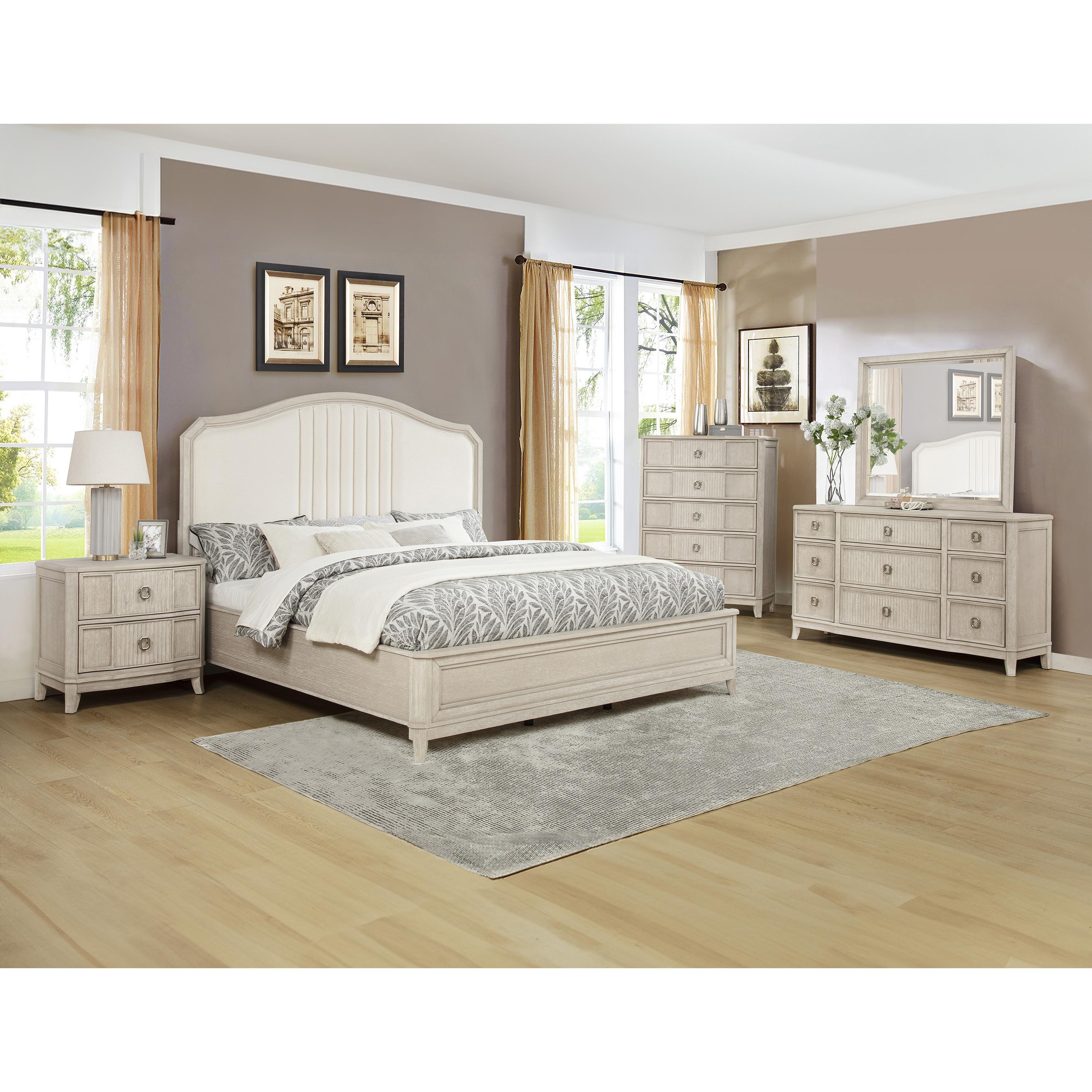  Size_King  -- Crown Mark Napoli Upholstered Panel Bed IMAGE 3