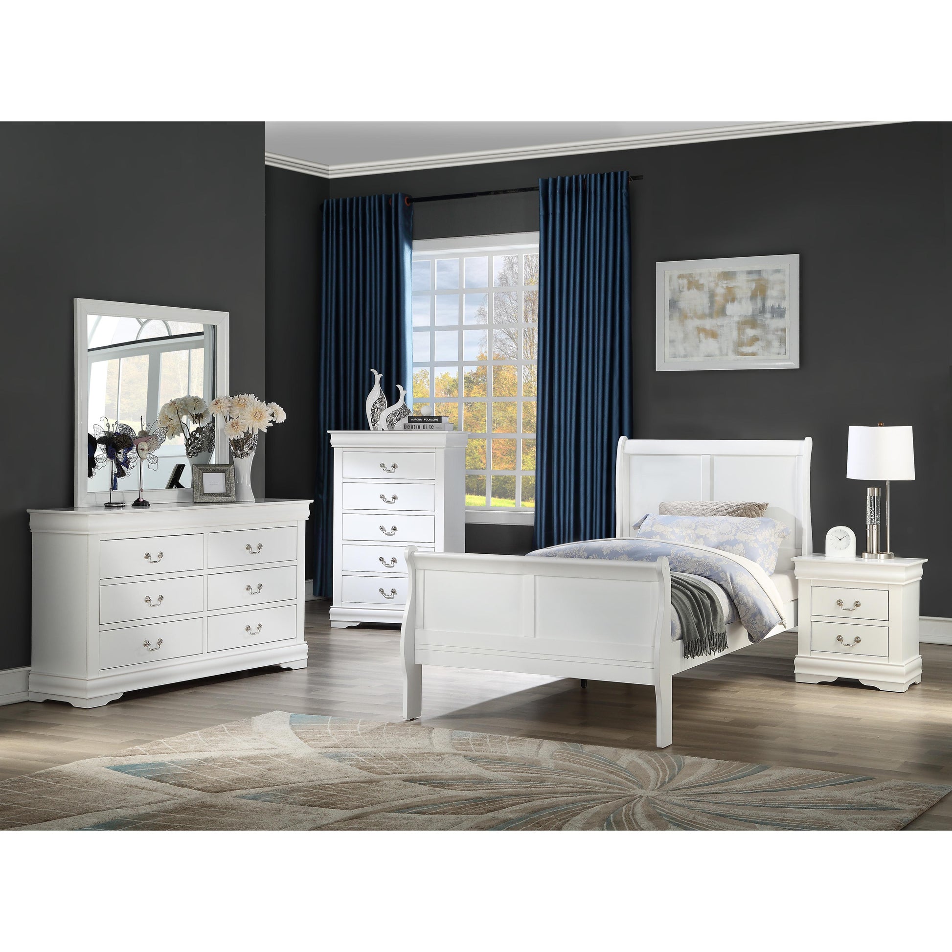  Size_Twin  -- Louis Philipe B3750-T Twin Bed - Greige IMAGE 2