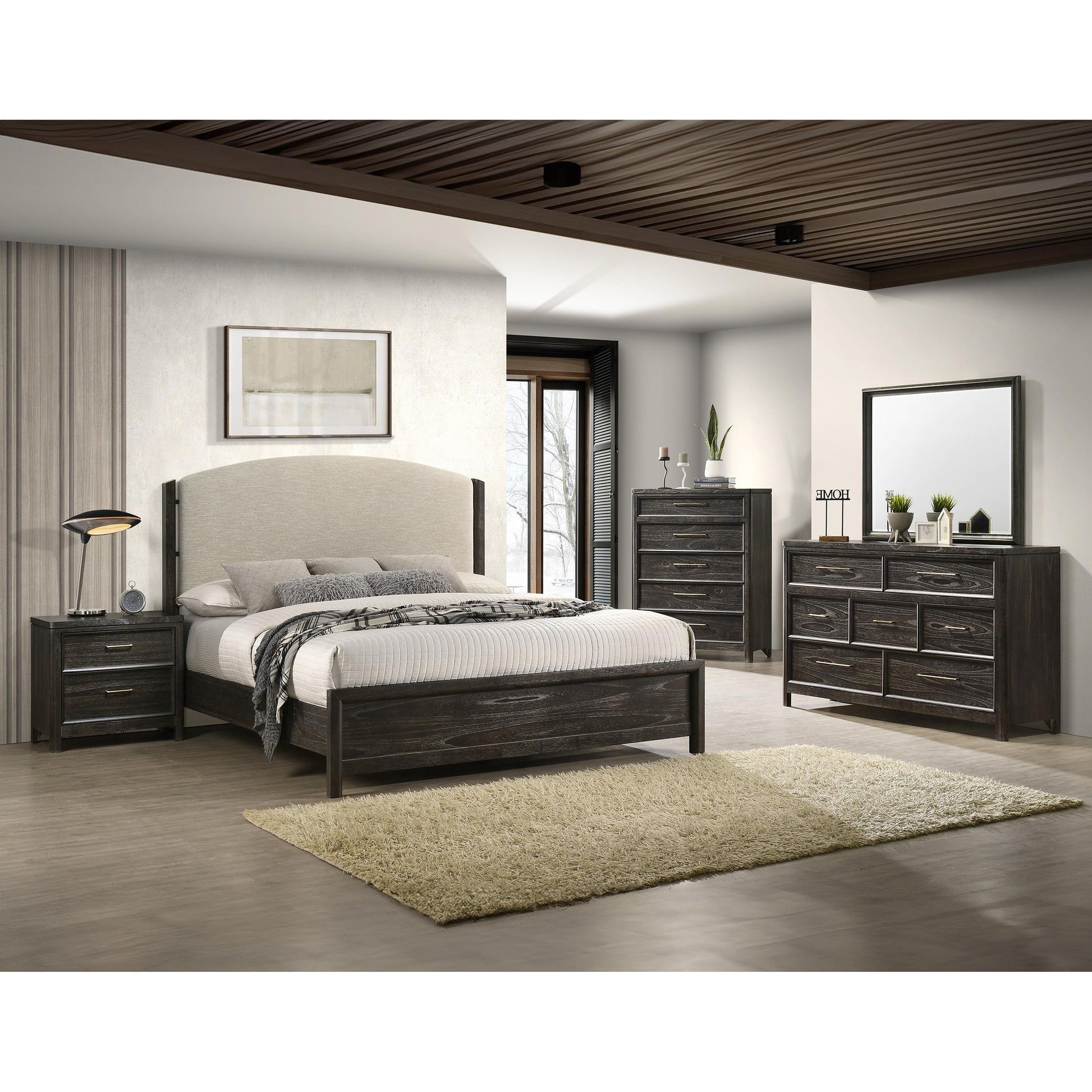  Crown Mark Ethel King Upholstered Panel Bed B6530-K-HB/B6530-K-FB/B6530-KQ-RAIL IMAGE 3