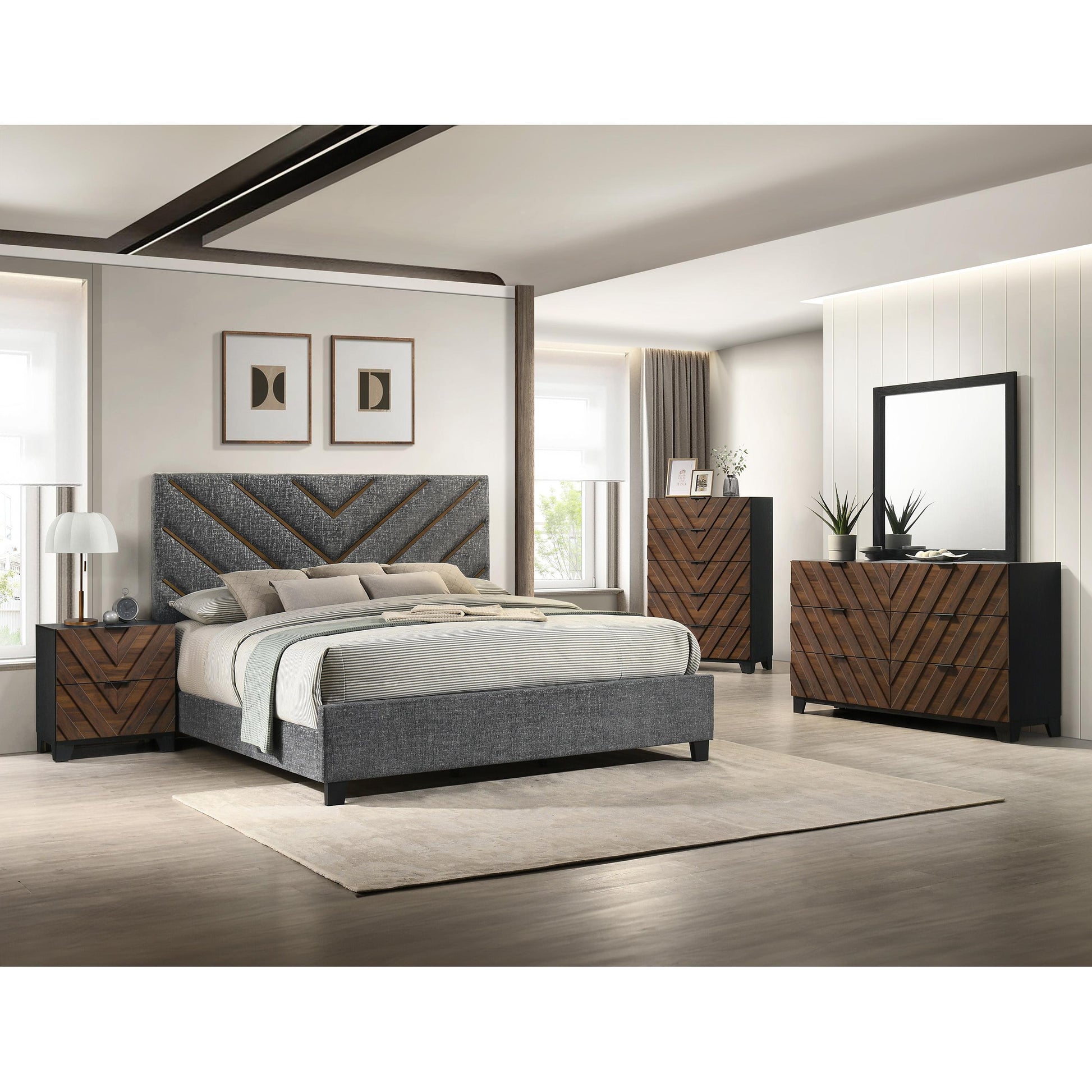  Crown Mark Zane Queen Upholstered Panel Bed B9275-Q-HBFB/B9275-KQ-RAIL IMAGE 3