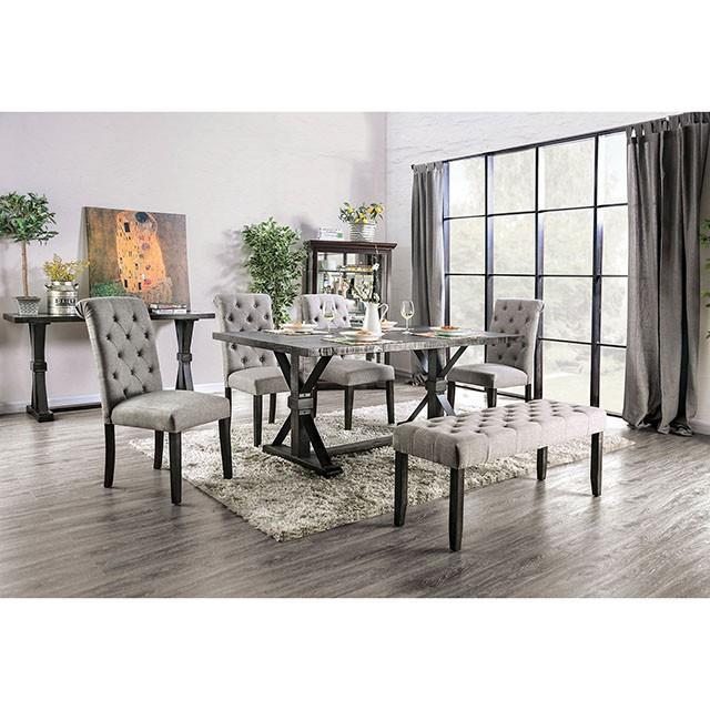  Furniture of America Alfred CM3735T-IV-6PC-BN 6 Pc Dining Table Set with Bench IMAGE 5