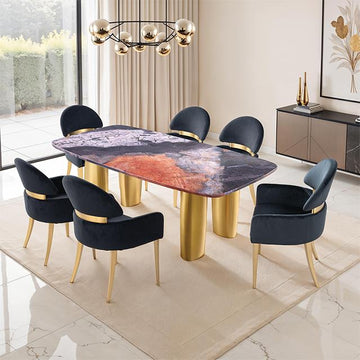  Furniture of America Northolt FM37004GY-T-7PC-05BK 7 Pc Dining Table Set with Black Chair IMAGE 1