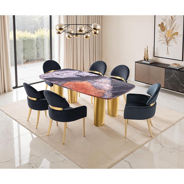  Furniture of America Northolt FM37004GY-T-7PC-05BK 7 Pc Dining Table Set with Black Chair IMAGE 1