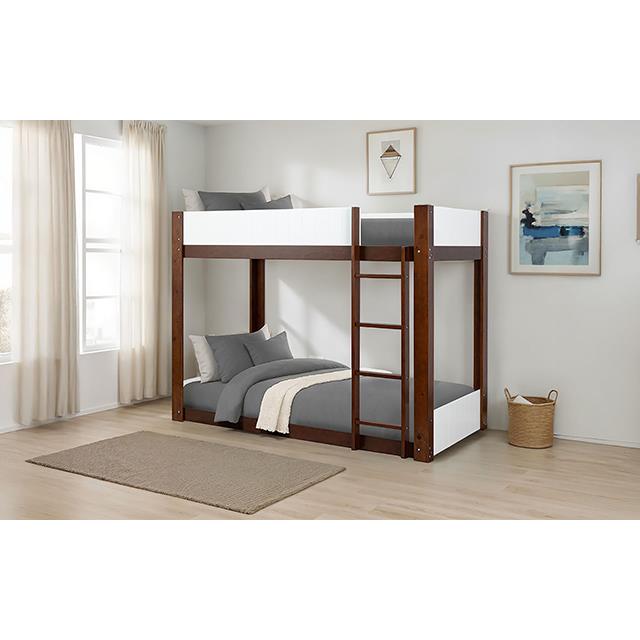  Furniture of America Terri FM-BK204CH-T-BED+M6 Twin/Twin Bunk Bed & Mattress IMAGE 1