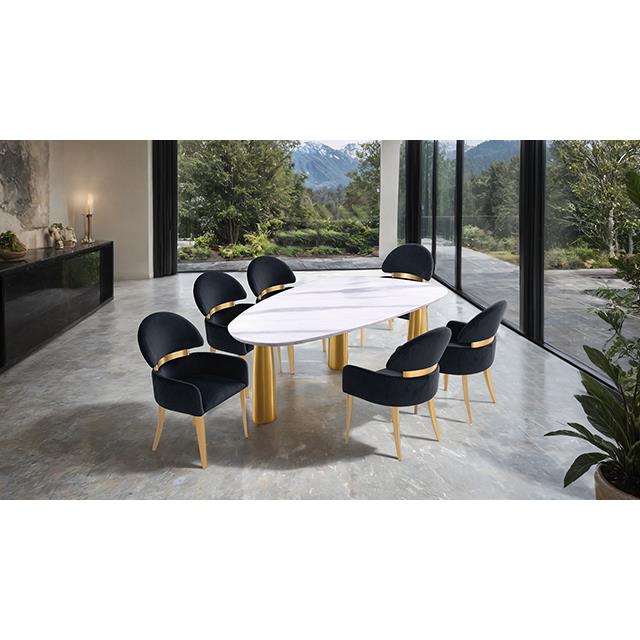 Furniture of America Northam FM37005WH-T-7PC-05BK 7 Pc Dining Table Set with Black Chair IMAGE 1