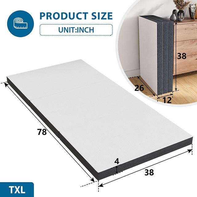  Furniture of America Hollyhock DM1004-TXL 4" Twin Xl Tri-Fold Memory Foam Topper IMAGE 8