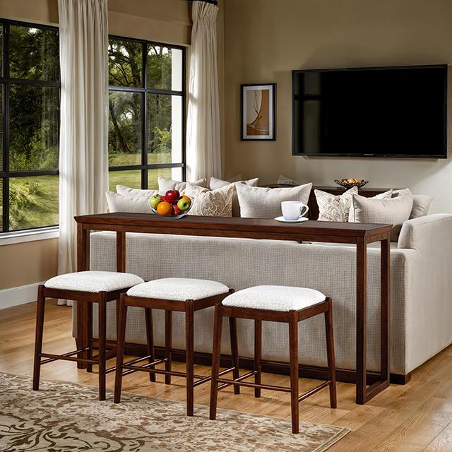  Furniture of America Daventry FM44000WN-ST-4PK Sofa Table with 3 Counter Height Stools IMAGE 2