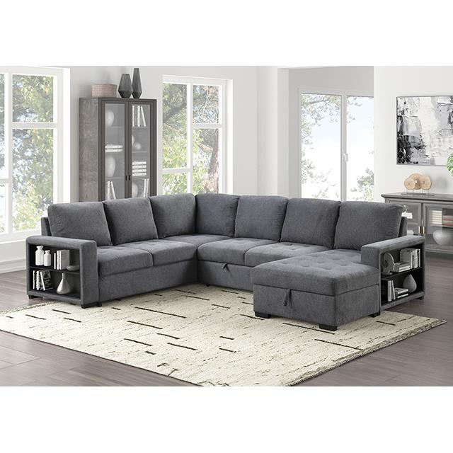  Furniture of America Stockwell FM6966DG-SECT Sleeper Sofa Sectional IMAGE 2
