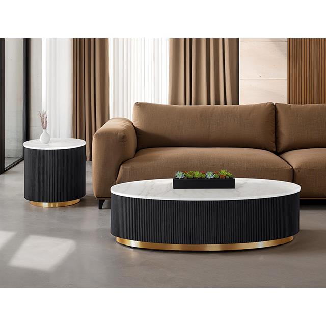  Furniture of America Virden FM47000BK-CO Oval Cocktail Table IMAGE 1