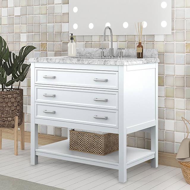  Furniture of America Reston TM-VS001WH-37 37" Vanity with Top/ Sink IMAGE 1