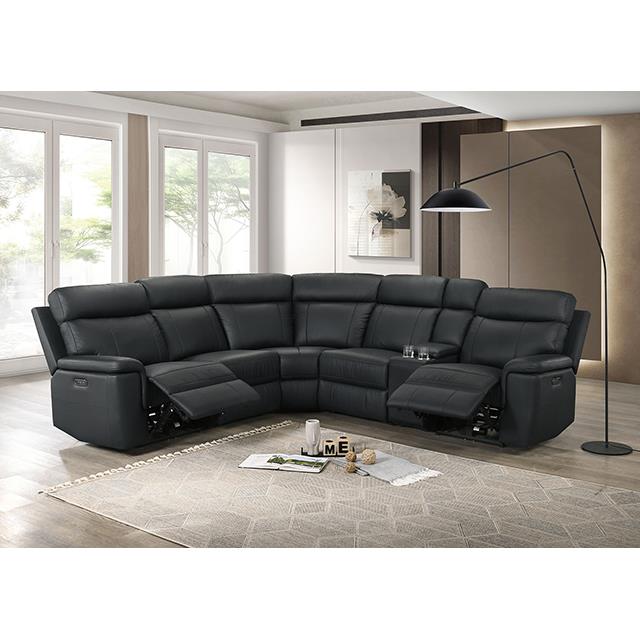  Furniture of America Oliverus FM69009BK-SECT-PM Power Sectional IMAGE 2