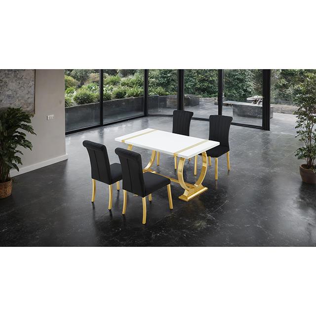  Furniture of America Holstebro FM37007GD-T-5PC-07GB 5 Pc 60" Dining Table Set IMAGE 2